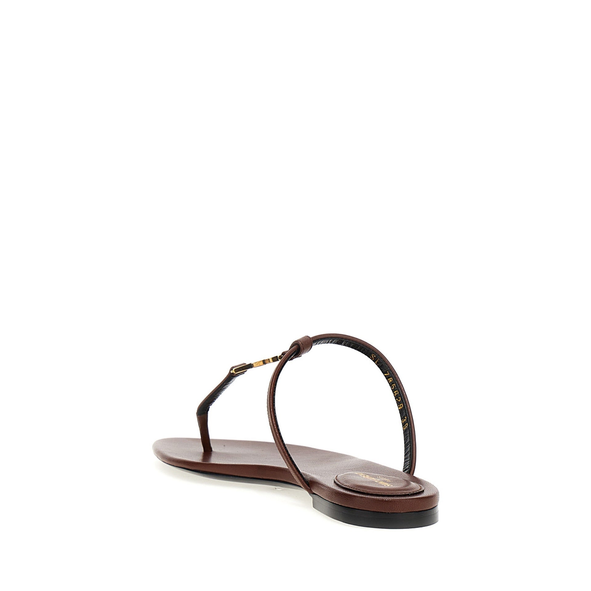 Saint Laurent Cassandra Leather Flat Sandals