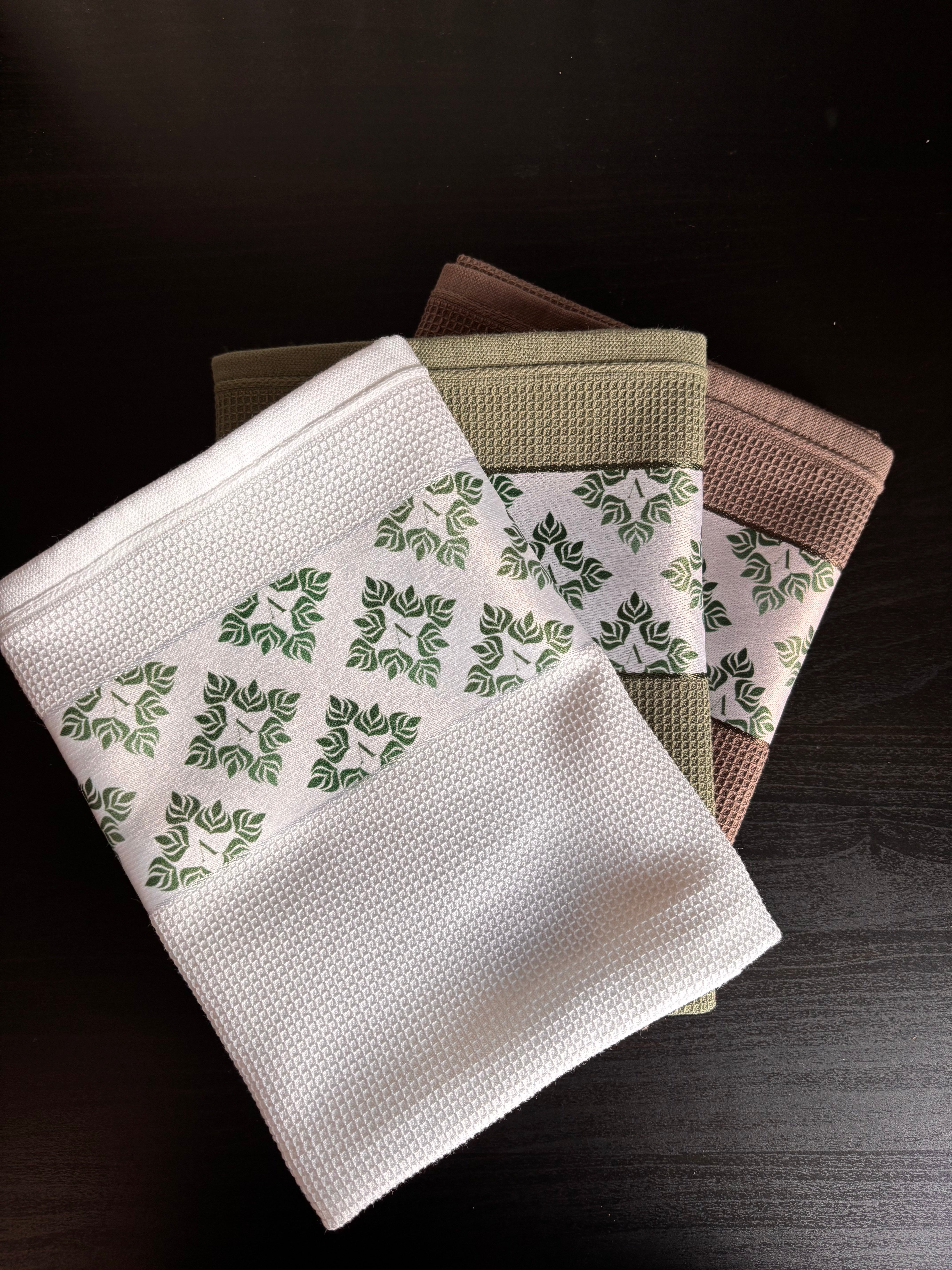 Verdancia-3 Farben Set - Waffel-Küchentücher - 100% Baumwolle - 50x70cm-Küchentuch-Black-Deal-Outlet-by-ARCHIVIST