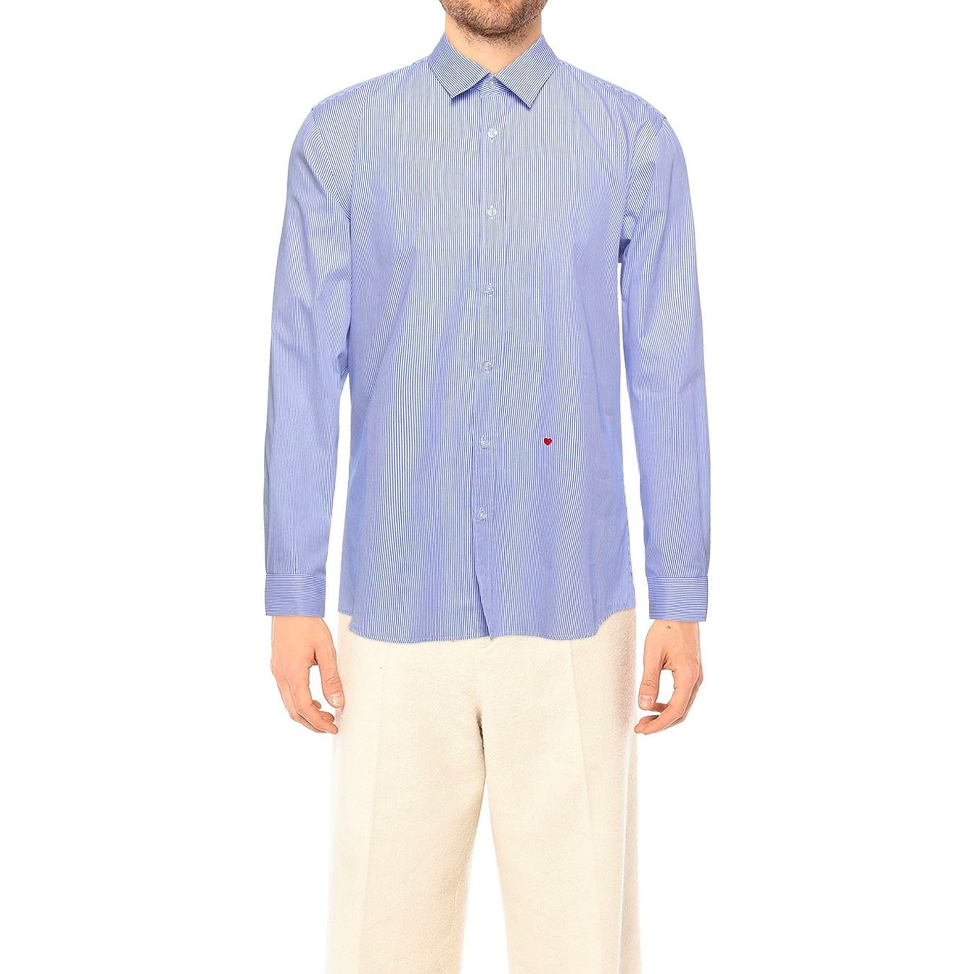 Moschino-Moschino Striped Cotton Shirt-MEN CLOTHING-Black-Deal-Outlet-by-ARCHIVIST