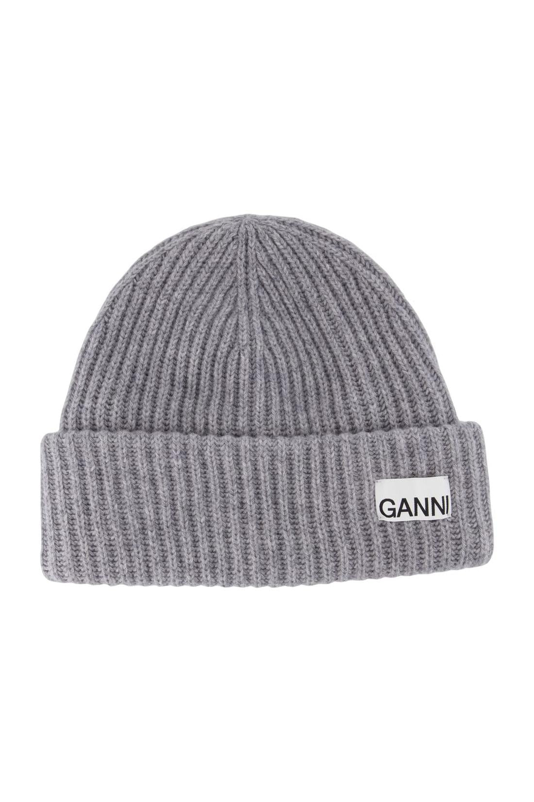 Ganni-Structured Rib Mütze - Ganni - Wolle - Grau-Outdoor-Black-Deal-Outlet-by-ARCHIVIST