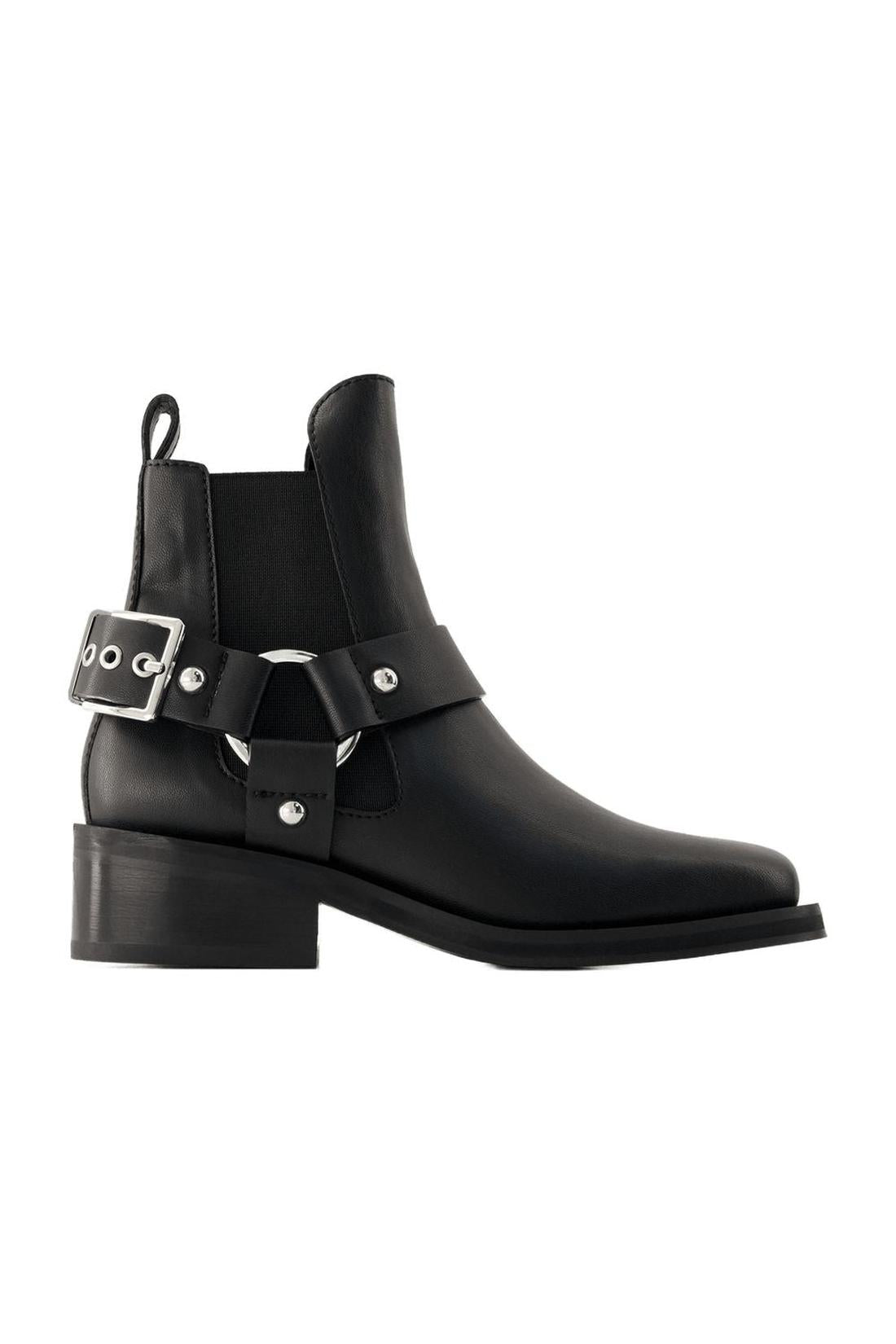 Biker Chelsea Ankle Boots - Ganni - Leather - Black