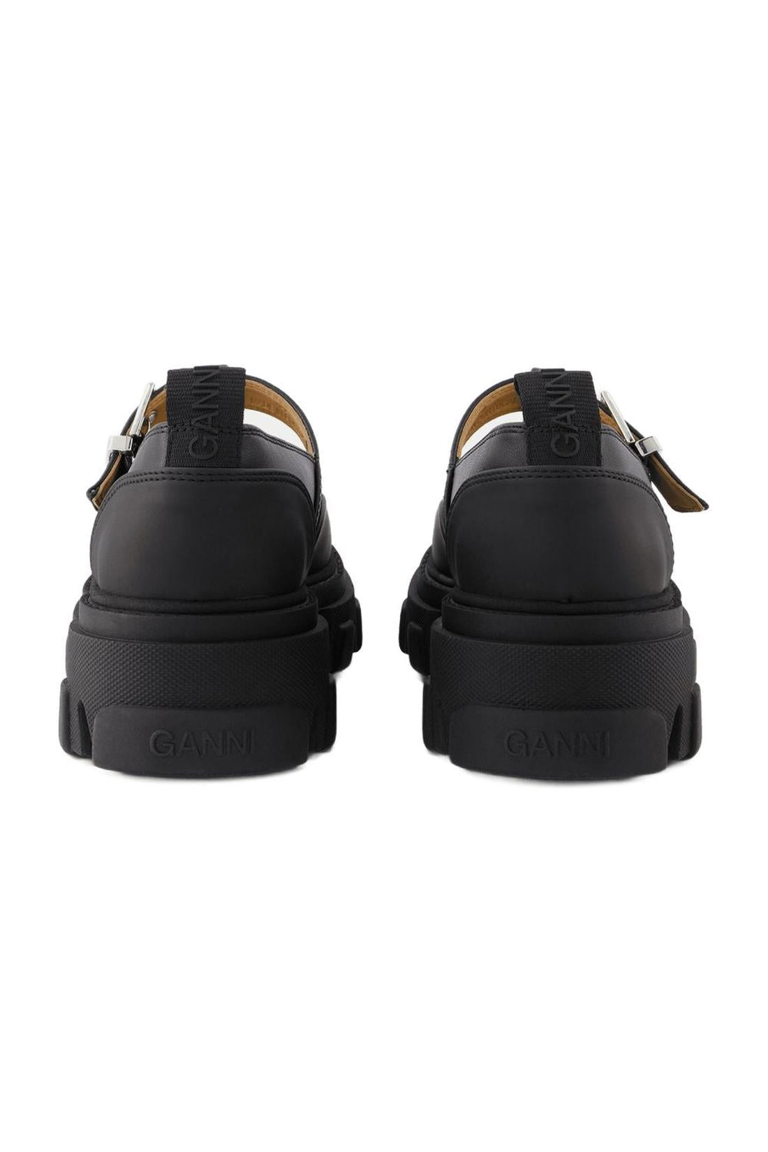 Cleated Mary Jane moccasins - Ganni - Faux leather - Black