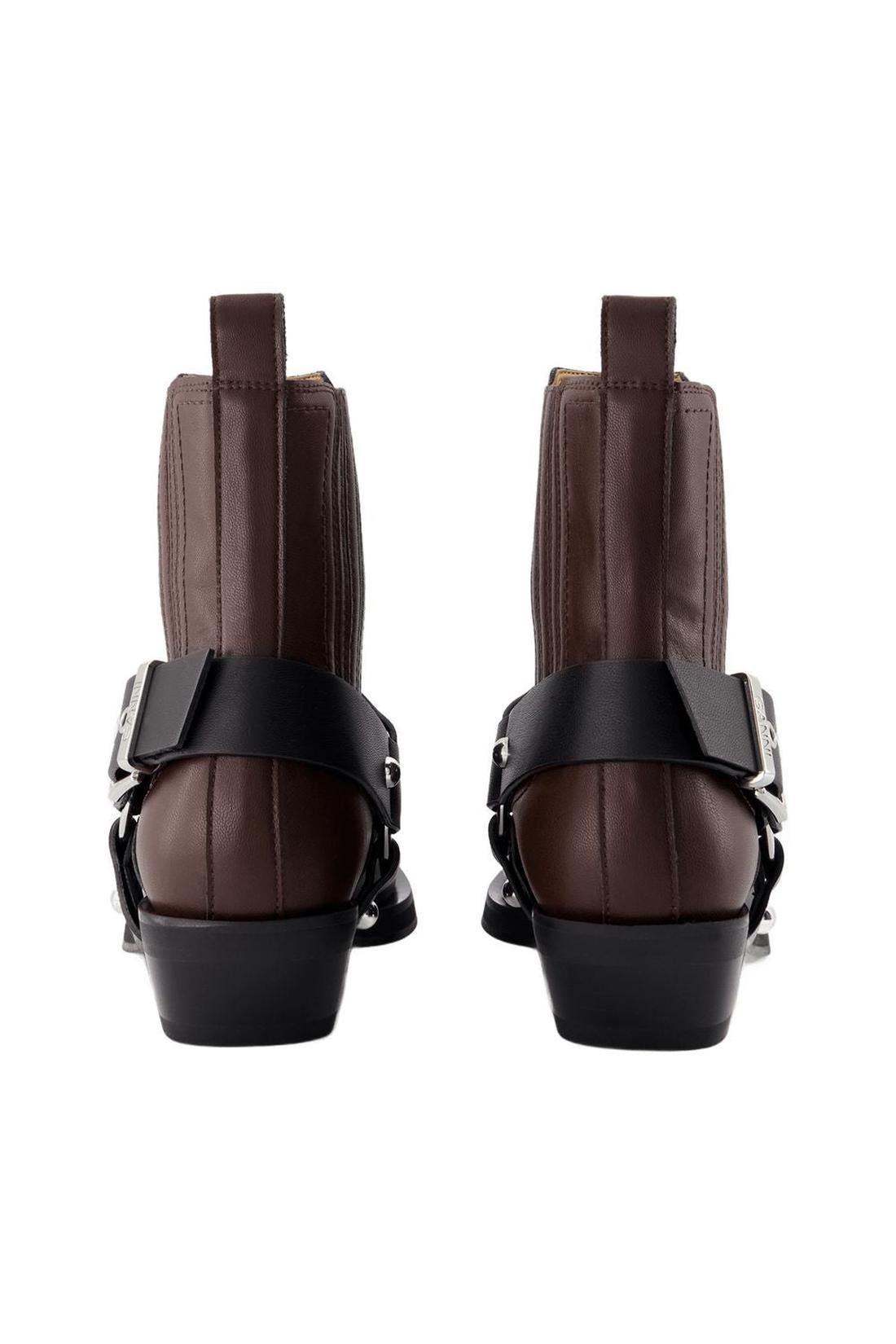 Chelsea Western Boots - Ganni - Faux Leather - Black