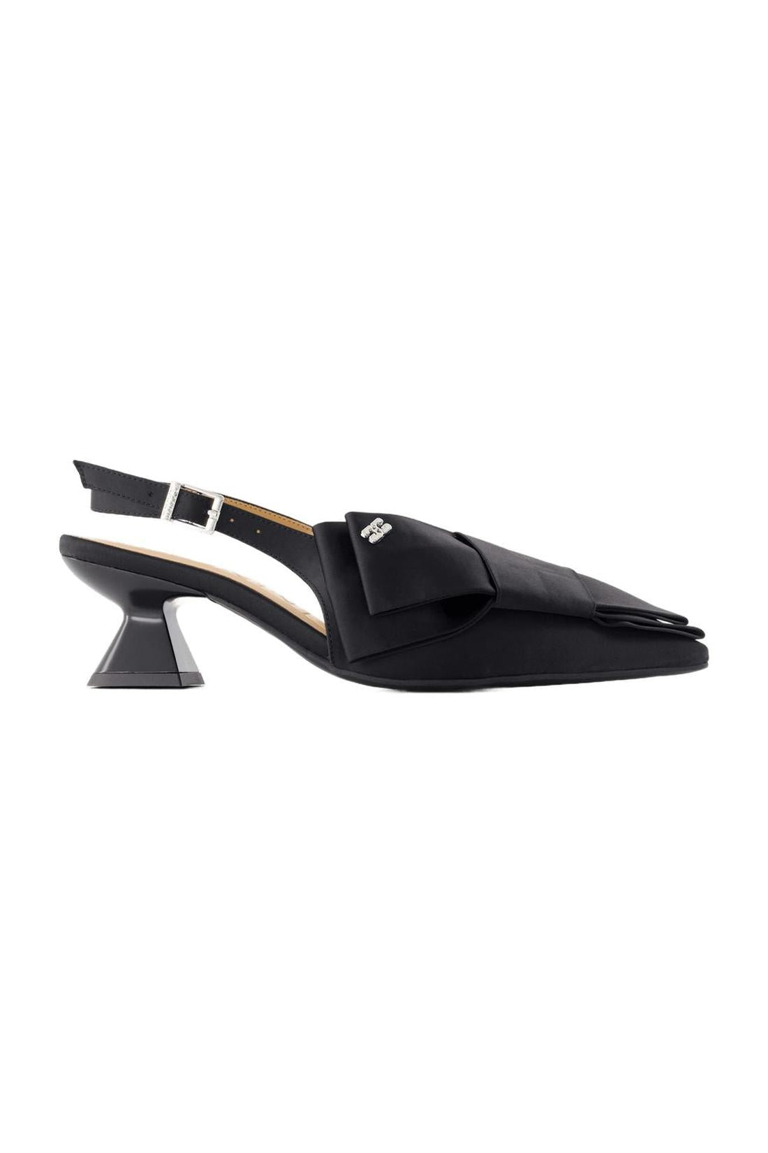 Big Bow Kitten Pumps - Ganni - Synthetic - Black