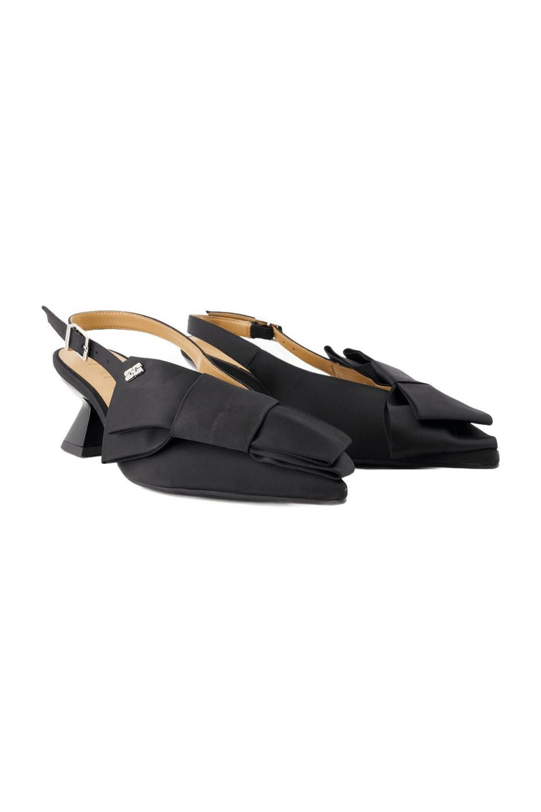 Big Bow Kitten Pumps - Ganni - Synthetic - Black