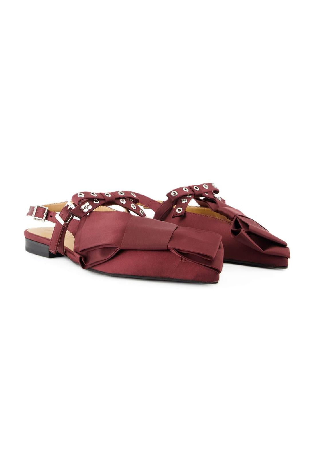 Big Bow Ballerinas - Ganni - Synthetik - Bordeaux