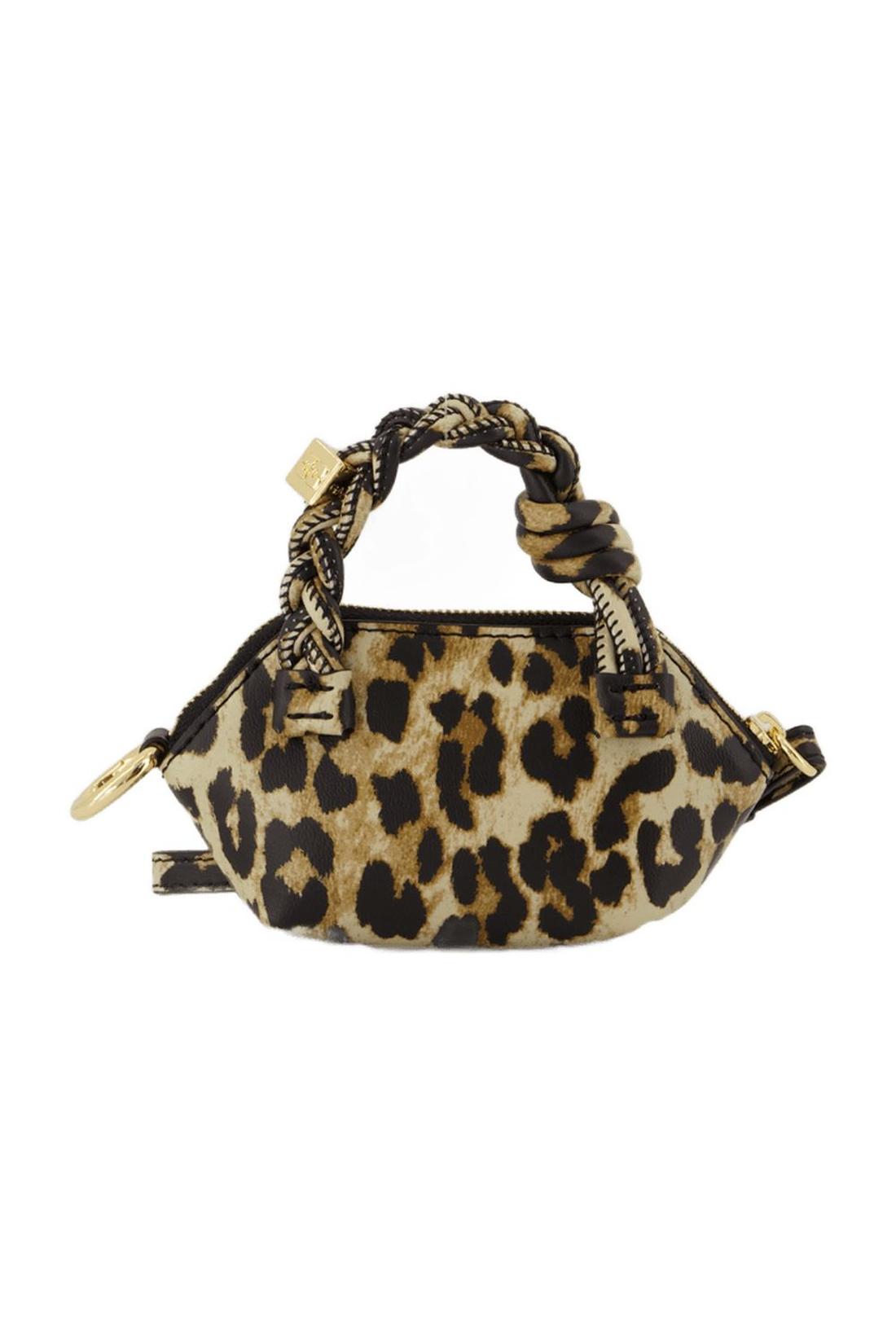 Ganni-Bou Nano Schultertasche - Ganni - Leder - Leopard-Outdoor-Black-Deal-Outlet-by-ARCHIVIST