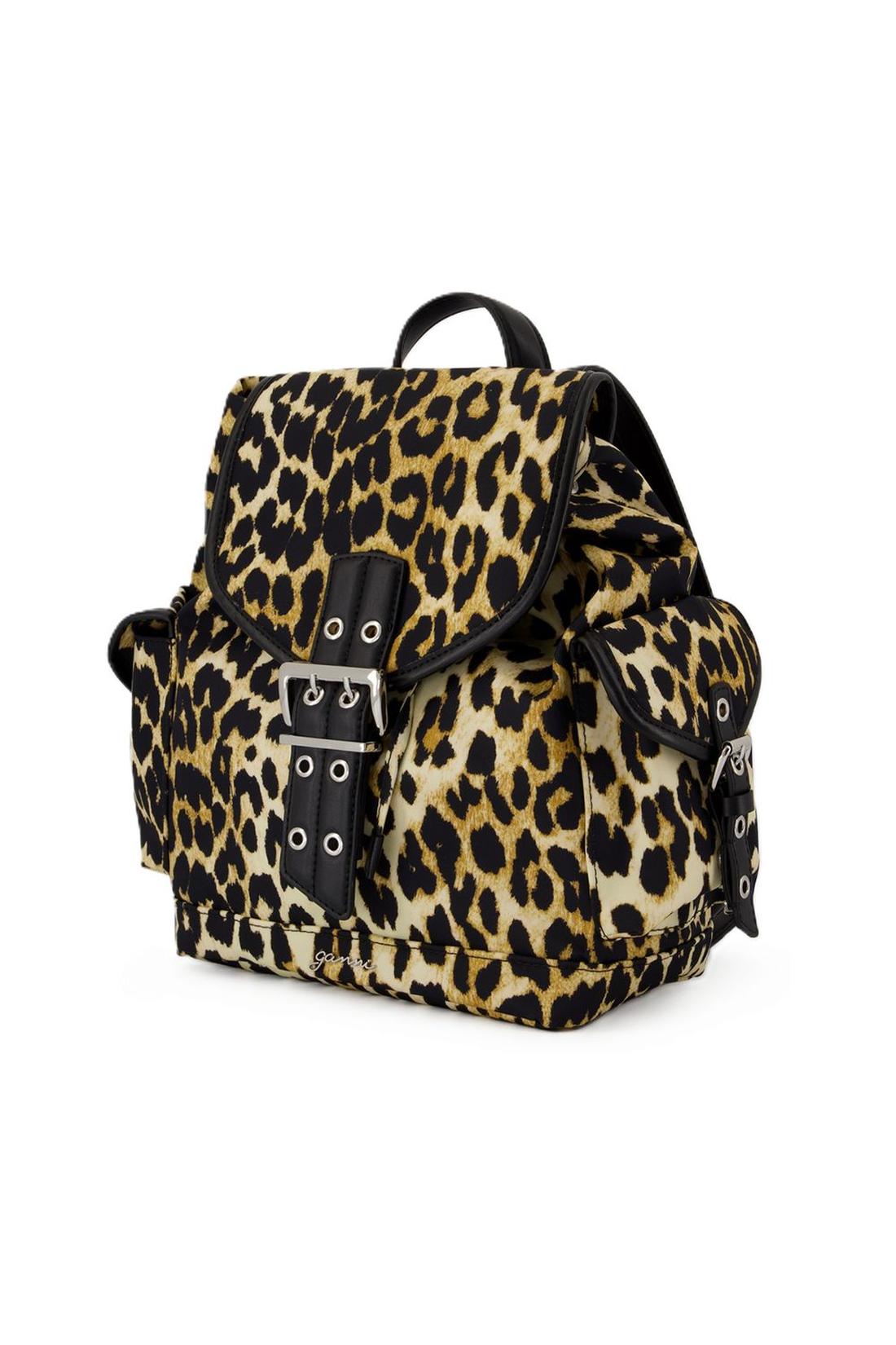 Ganni-Bucky Rucksack Small - Ganni - Nylon - Leopard-Taschen-Black-Deal-Outlet-by-ARCHIVIST