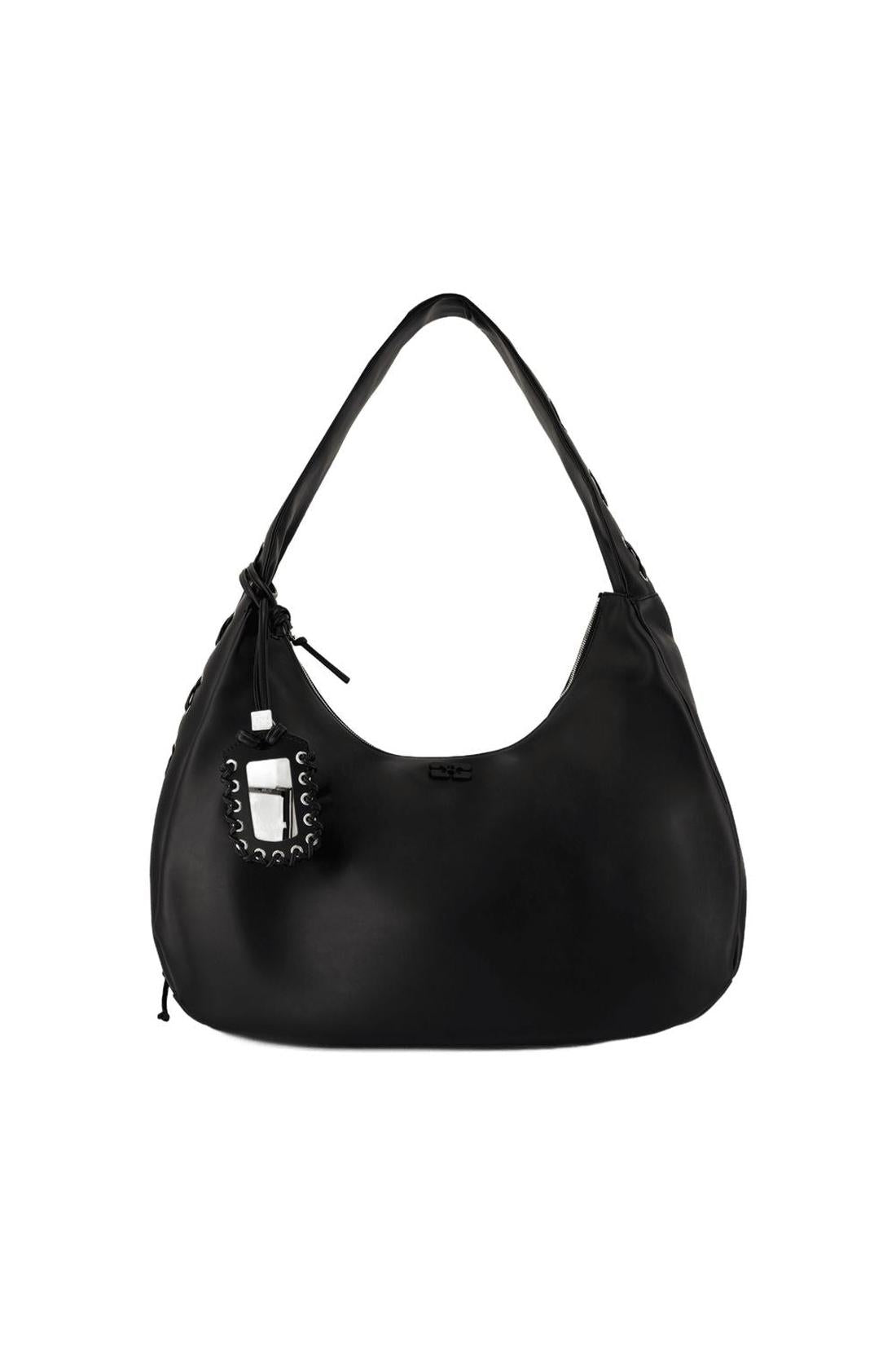 Ganni-Bou Xxl Schultertasche - Ganni - Leder - Schwarz-Taschen-Black-Deal-Outlet-by-ARCHIVIST