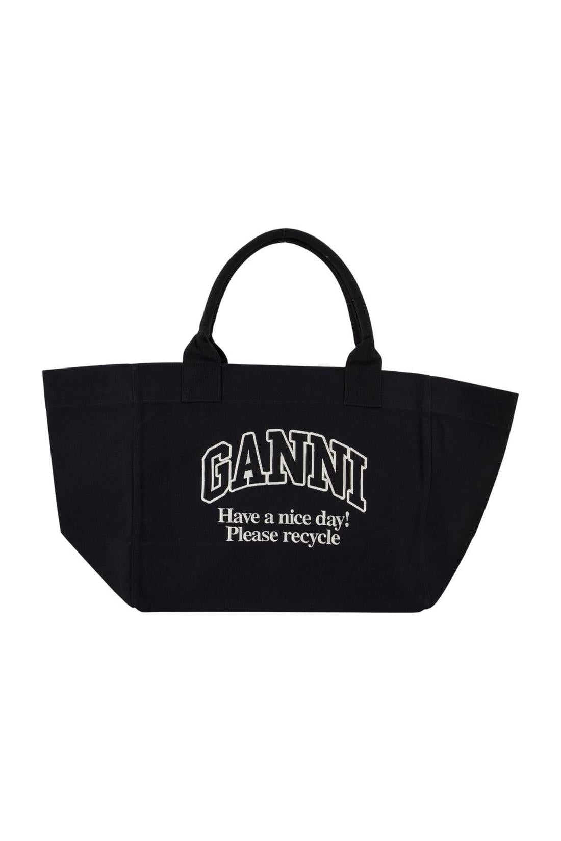Ganni-Cabas Xxl Logo - Ganni - Baumwolle - Schwarz-Taschen-Black-Deal-Outlet-by-ARCHIVIST