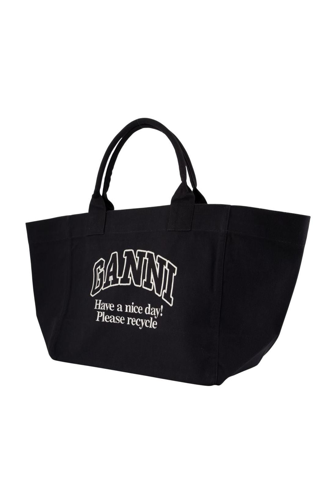 Ganni-Cabas Xxl Logo - Ganni - Baumwolle - Schwarz-Taschen-Black-Deal-Outlet-by-ARCHIVIST