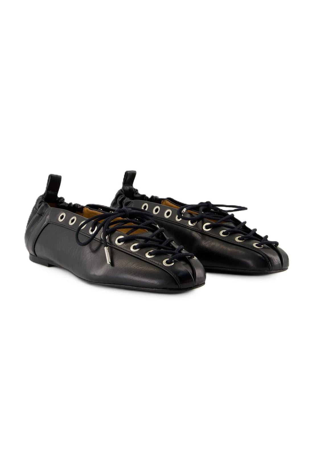 Eyelets Ballerinas - Ganni - Synthetik - Schwarz-schuhe / flache-schuhe-Ganni-ARCHIVIST