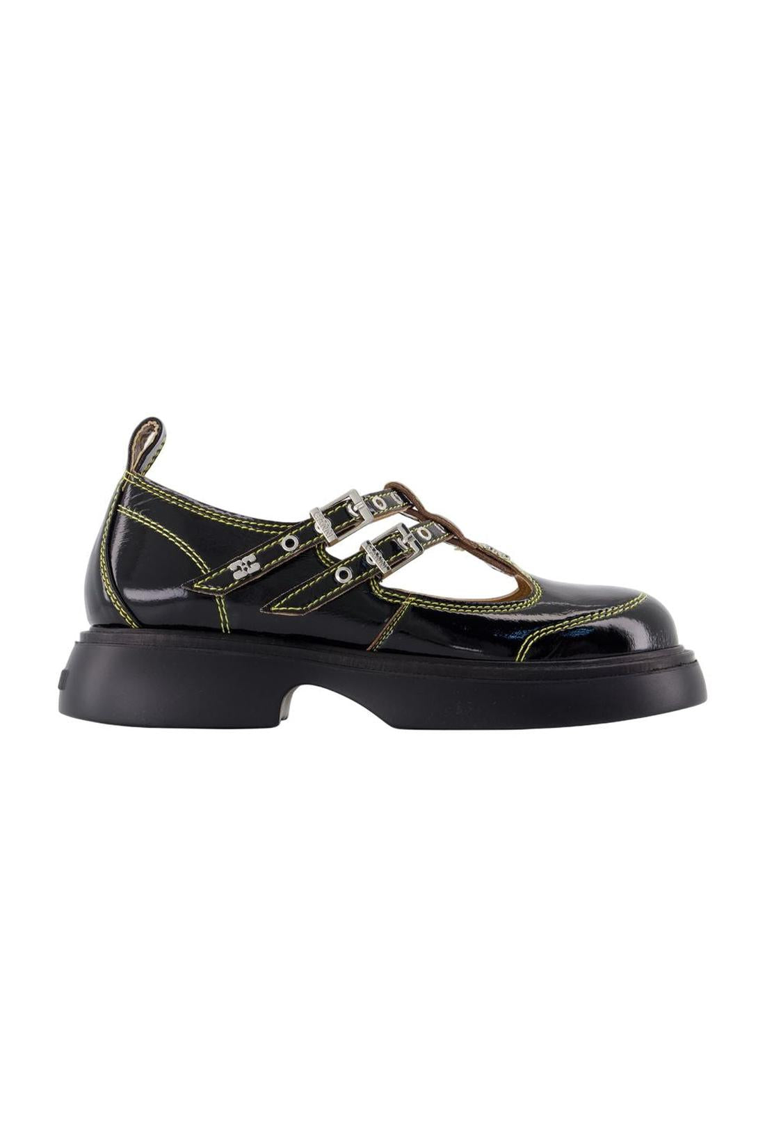 Ganni-Mary Jane Everyday Butterfly - Ganni - Synthetik - Schwarz-schuhe / flache-schuhe-Black-Deal-Outlet-by-ARCHIVIST