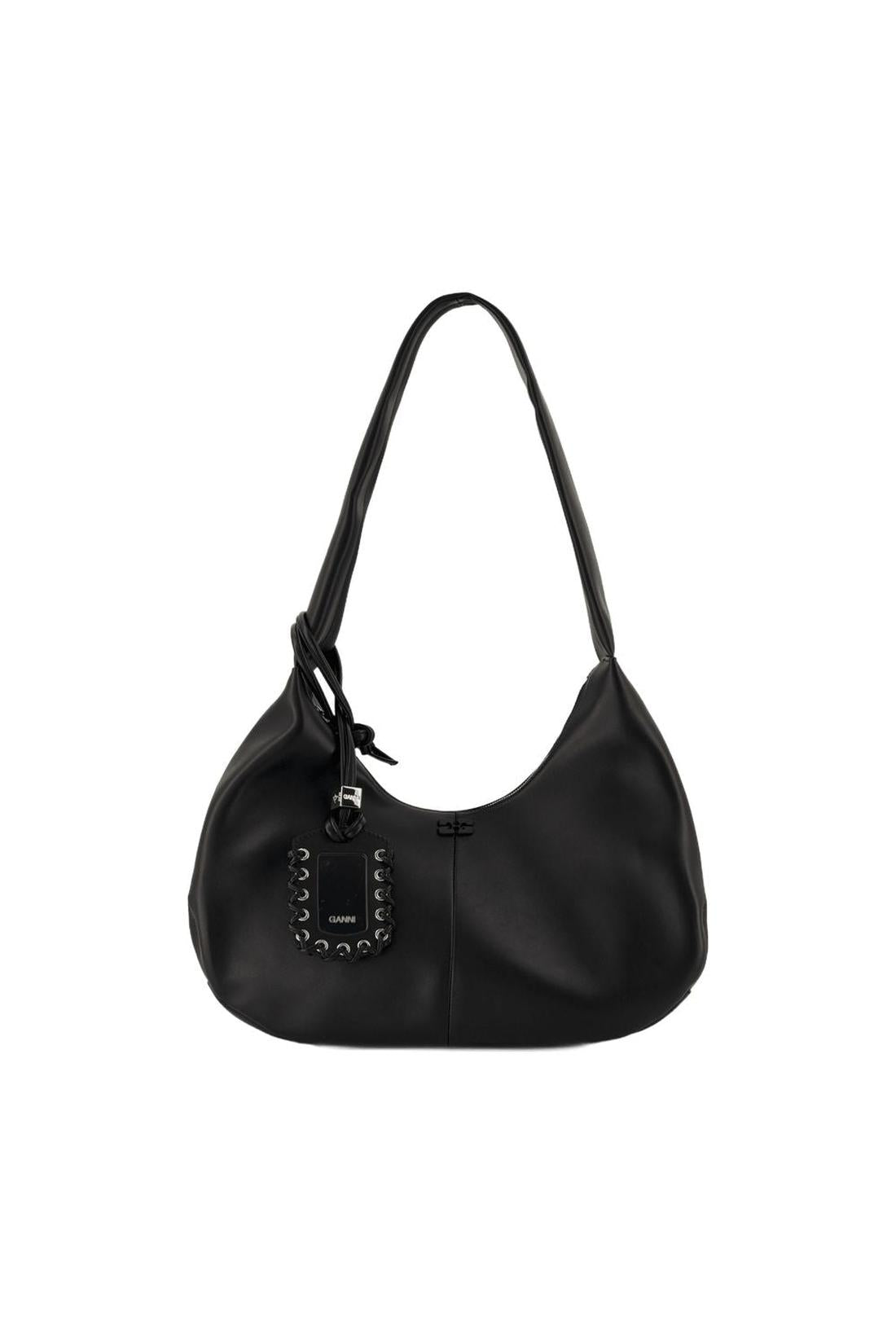 Ganni-Bou Medium Schultertasche - Ganni - Leder - Schwarz-Taschen-Black-Deal-Outlet-by-ARCHIVIST