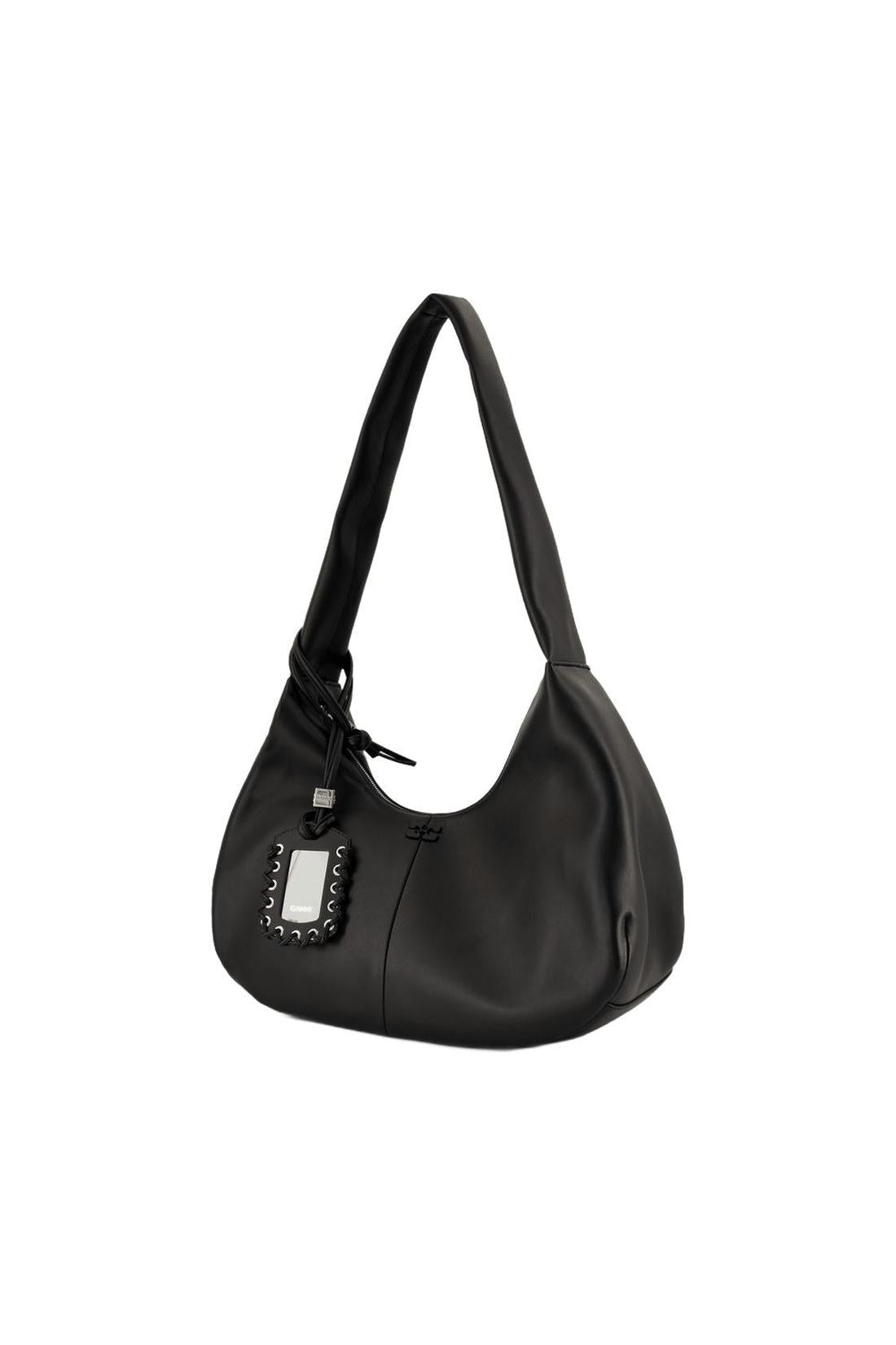 Ganni-Bou Medium Schultertasche - Ganni - Leder - Schwarz-Taschen-Black-Deal-Outlet-by-ARCHIVIST