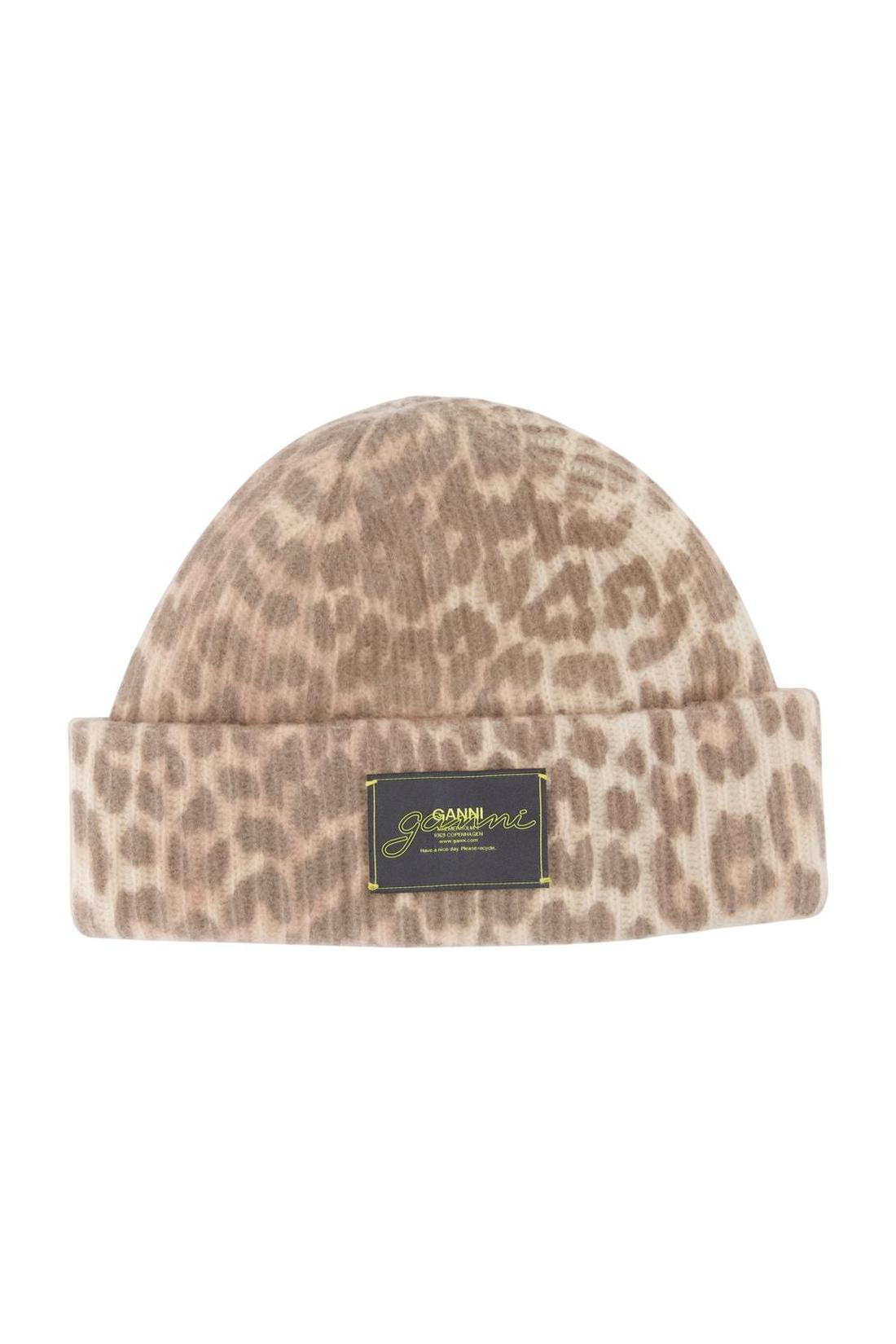Ganni-Leopardenmütze - Ganni - Wolle - Bedruckt-Outdoor-Black-Deal-Outlet-by-ARCHIVIST
