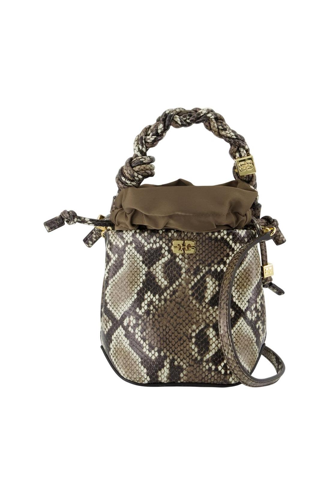 Ganni-Bou Bucket Mini Handtasche - Ganni - Leder - Gedruckt-Taschen-Black-Deal-Outlet-by-ARCHIVIST