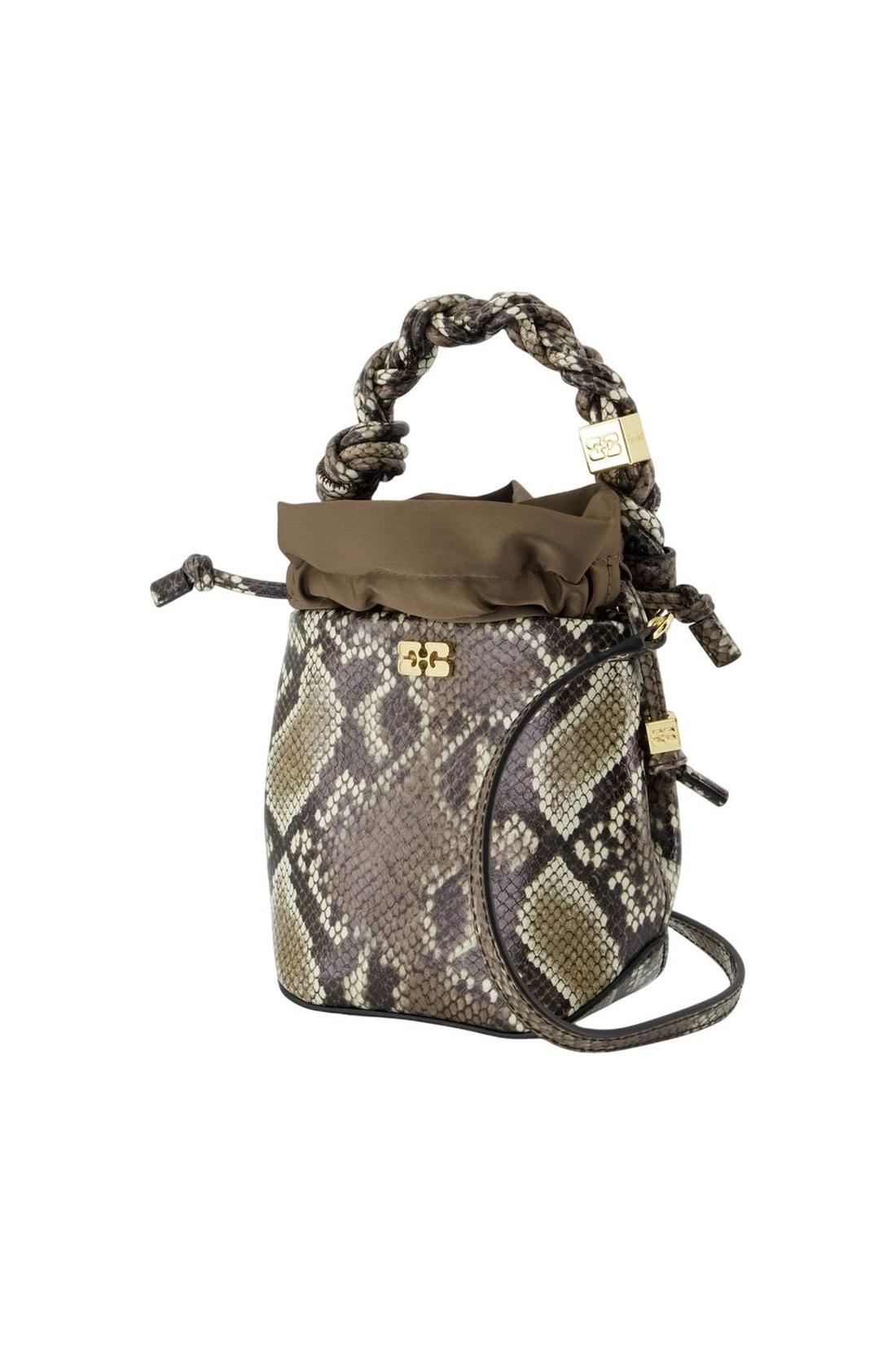 Ganni-Bou Bucket Mini Handtasche - Ganni - Leder - Gedruckt-Taschen-Black-Deal-Outlet-by-ARCHIVIST