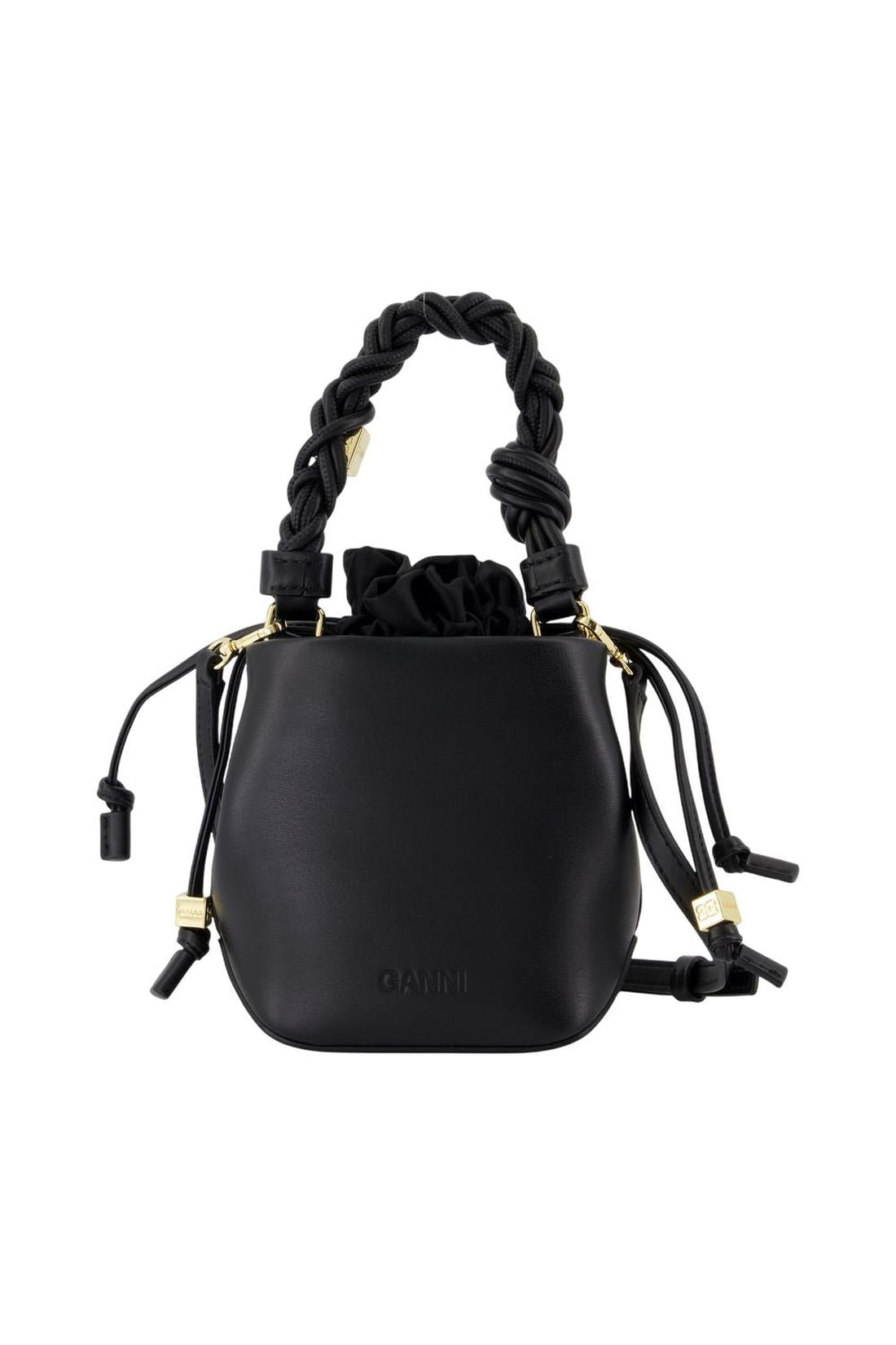 Ganni-Bou Bucket Mini Handtasche - Ganni - Leder - Schwarz-Taschen-Black-Deal-Outlet-by-ARCHIVIST