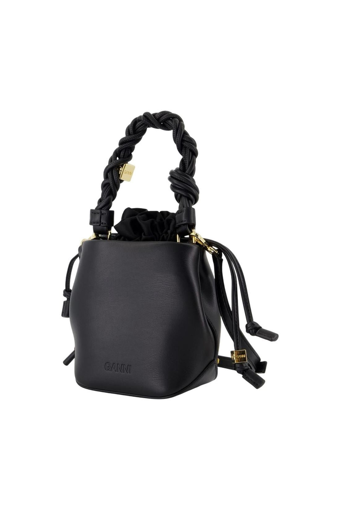 Ganni-Bou Bucket Mini Handtasche - Ganni - Leder - Schwarz-Taschen-Black-Deal-Outlet-by-ARCHIVIST