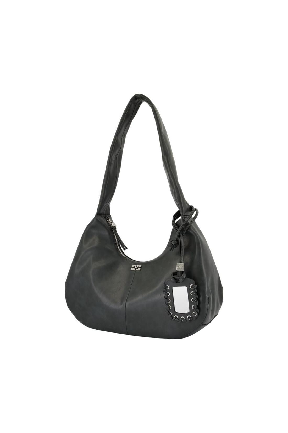 Ganni-Bou Medium Schultertasche - Ganni - Leder - Grau-Taschen-Black-Deal-Outlet-by-ARCHIVIST
