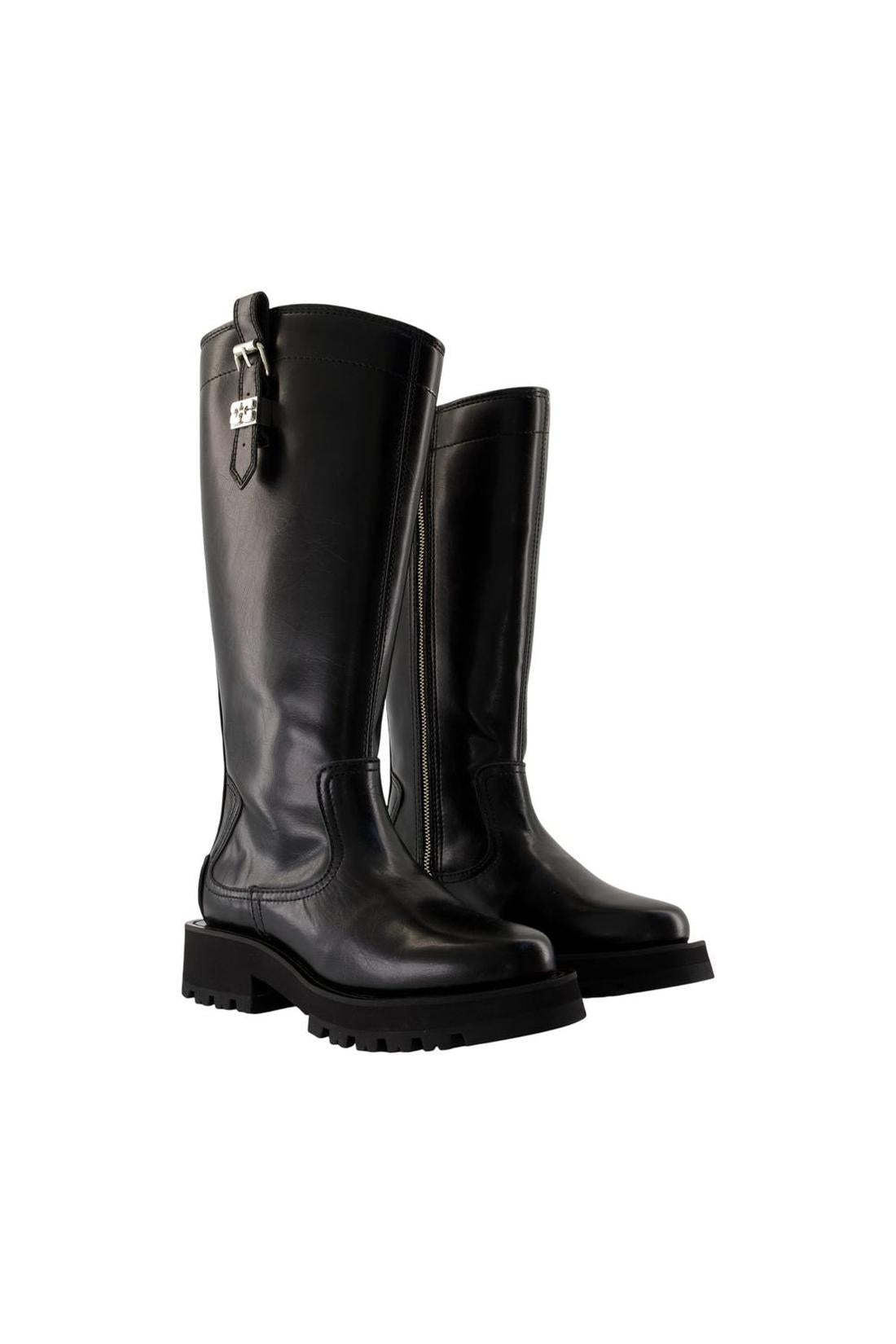 Ganni-Stiefel Studs - Ganni - Synthetik - Schwarz-schuhe / stiefel-Black-Deal-Outlet-by-ARCHIVIST