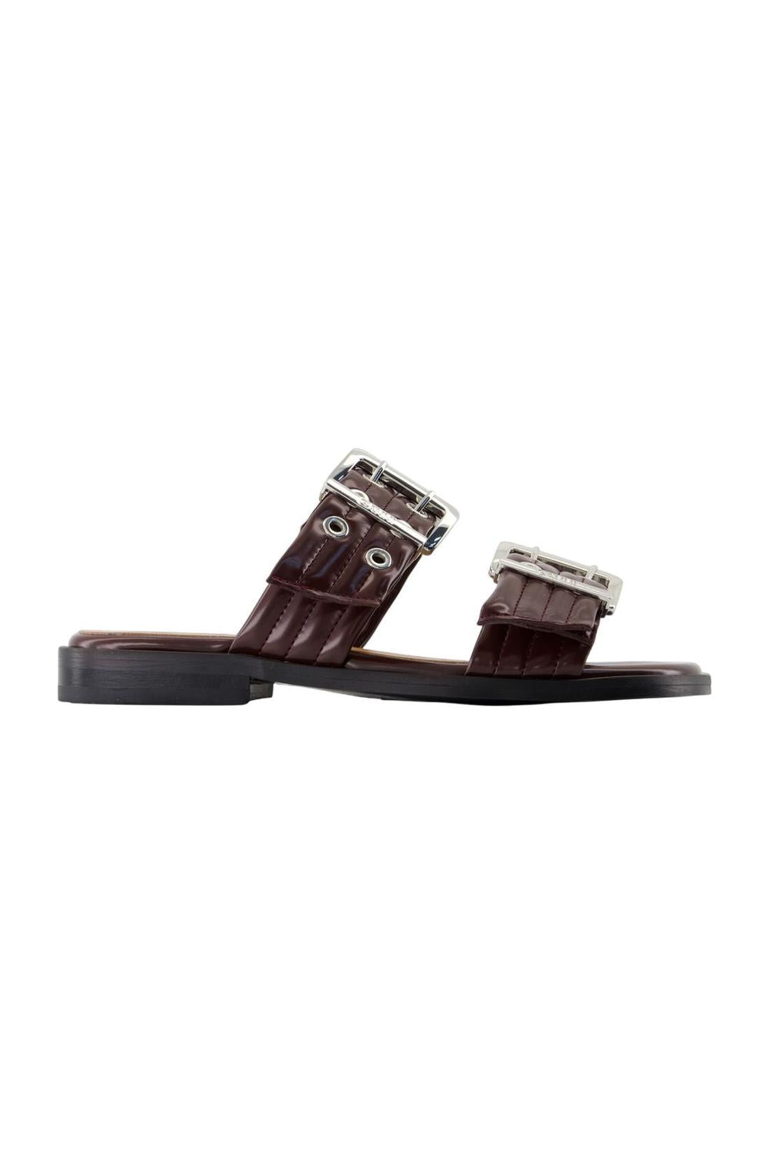 Ganni-Feminine Sandalen - Ganni - Synthetik - Bordeaux-schuhe / flache-schuhe-Black-Deal-Outlet-by-ARCHIVIST