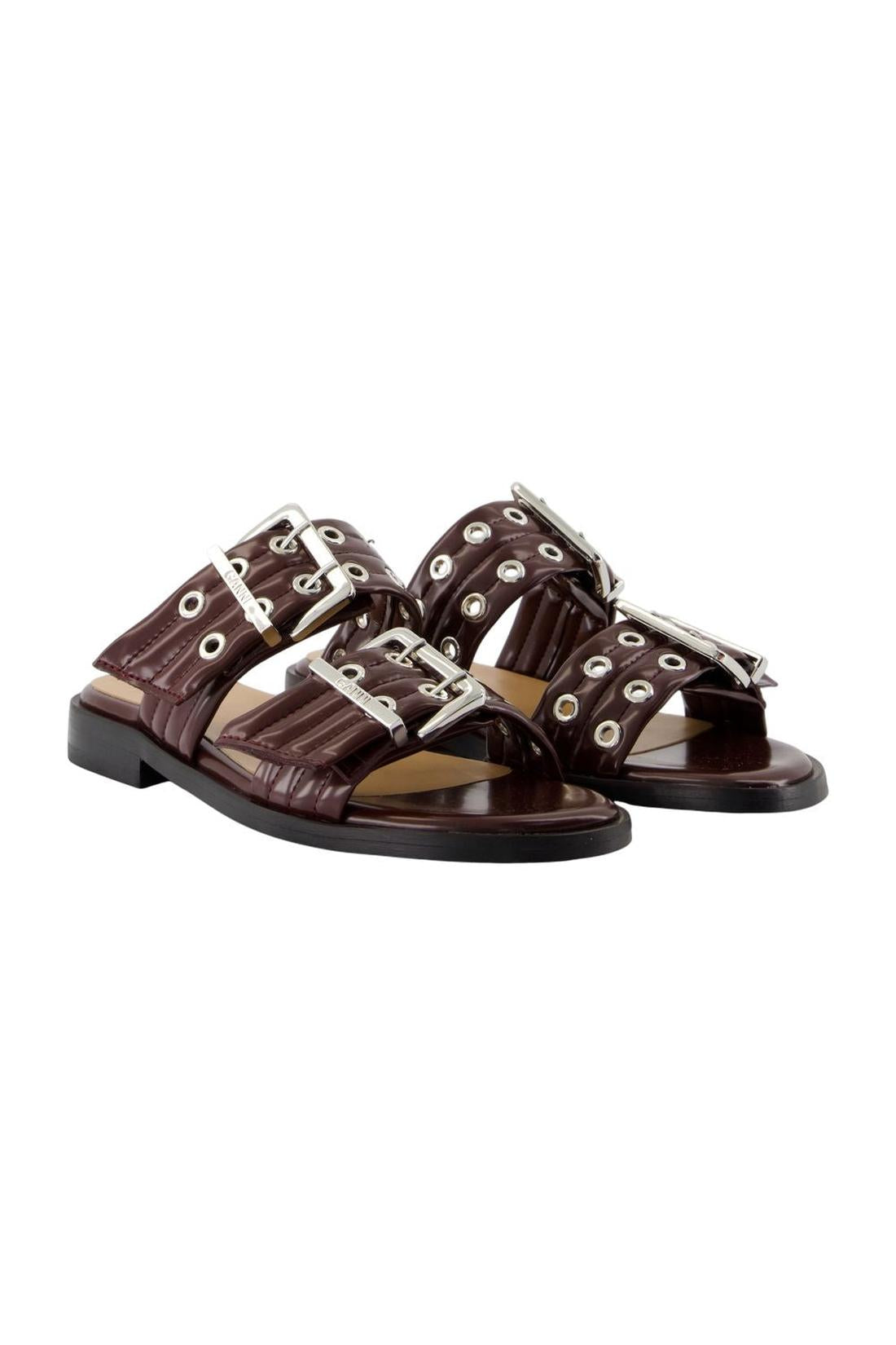 Ganni-Feminine Sandalen - Ganni - Synthetik - Bordeaux-schuhe / flache-schuhe-Black-Deal-Outlet-by-ARCHIVIST