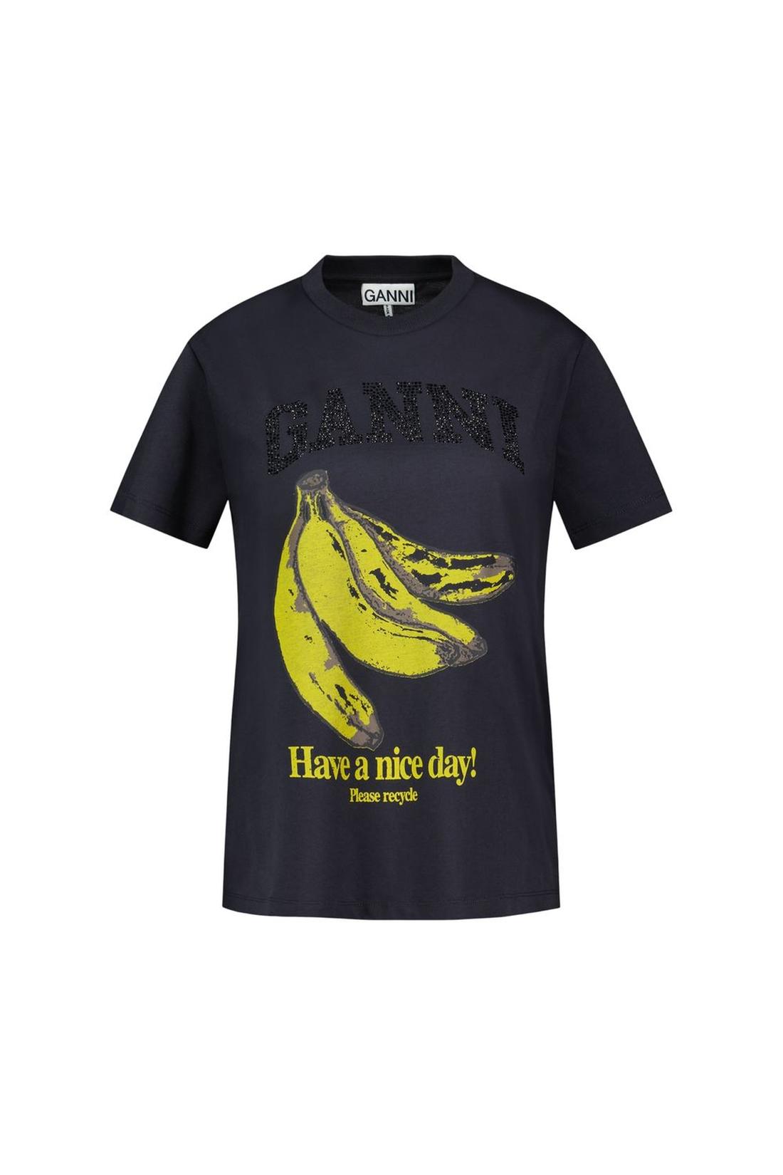 Basic Banana T-Shirt - Ganni - Baumwolle - Schwarz