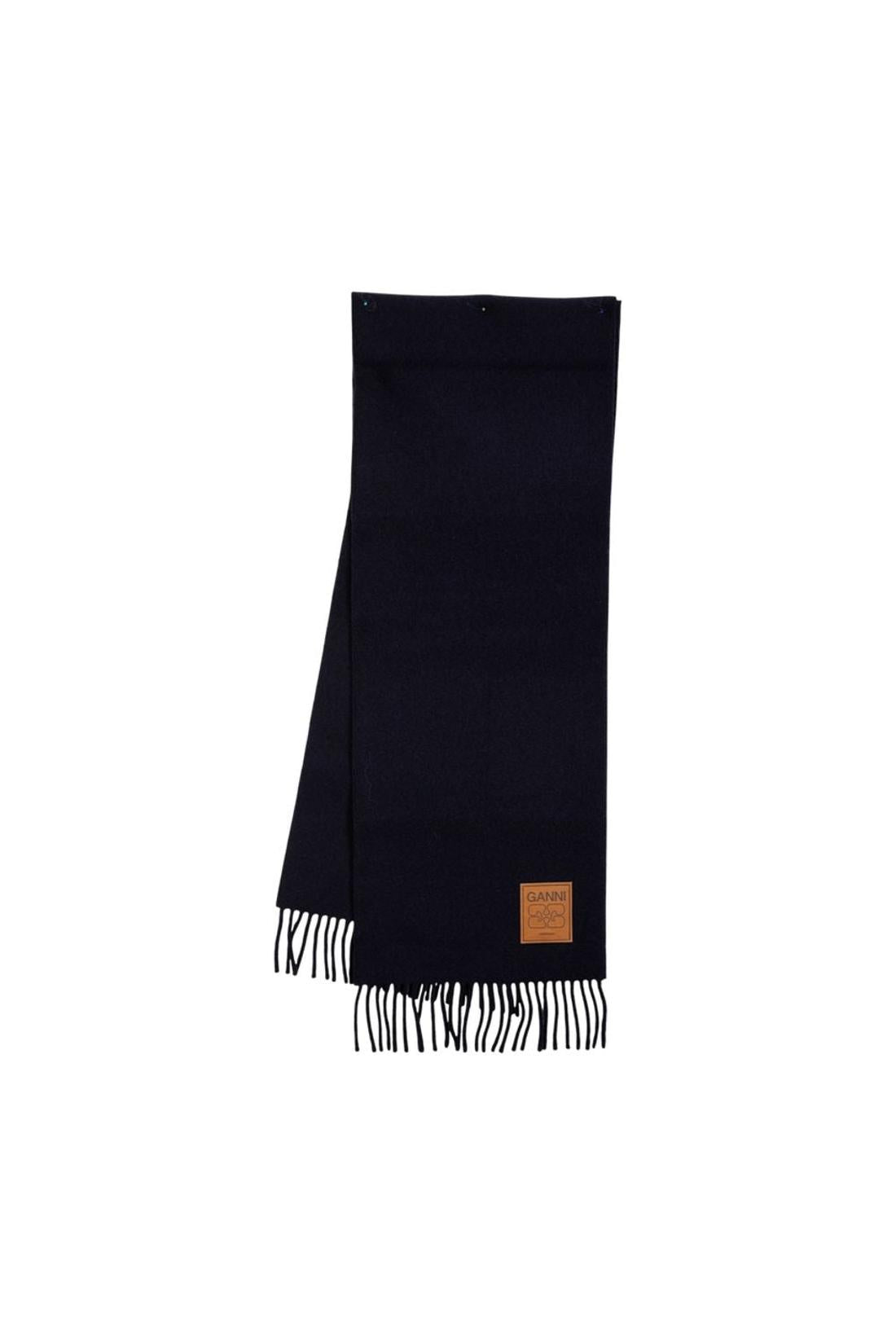 Ganni-Double Face Solid Schal - Ganni - Wolle - Schwarz-Outdoor-Black-Deal-Outlet-by-ARCHIVIST