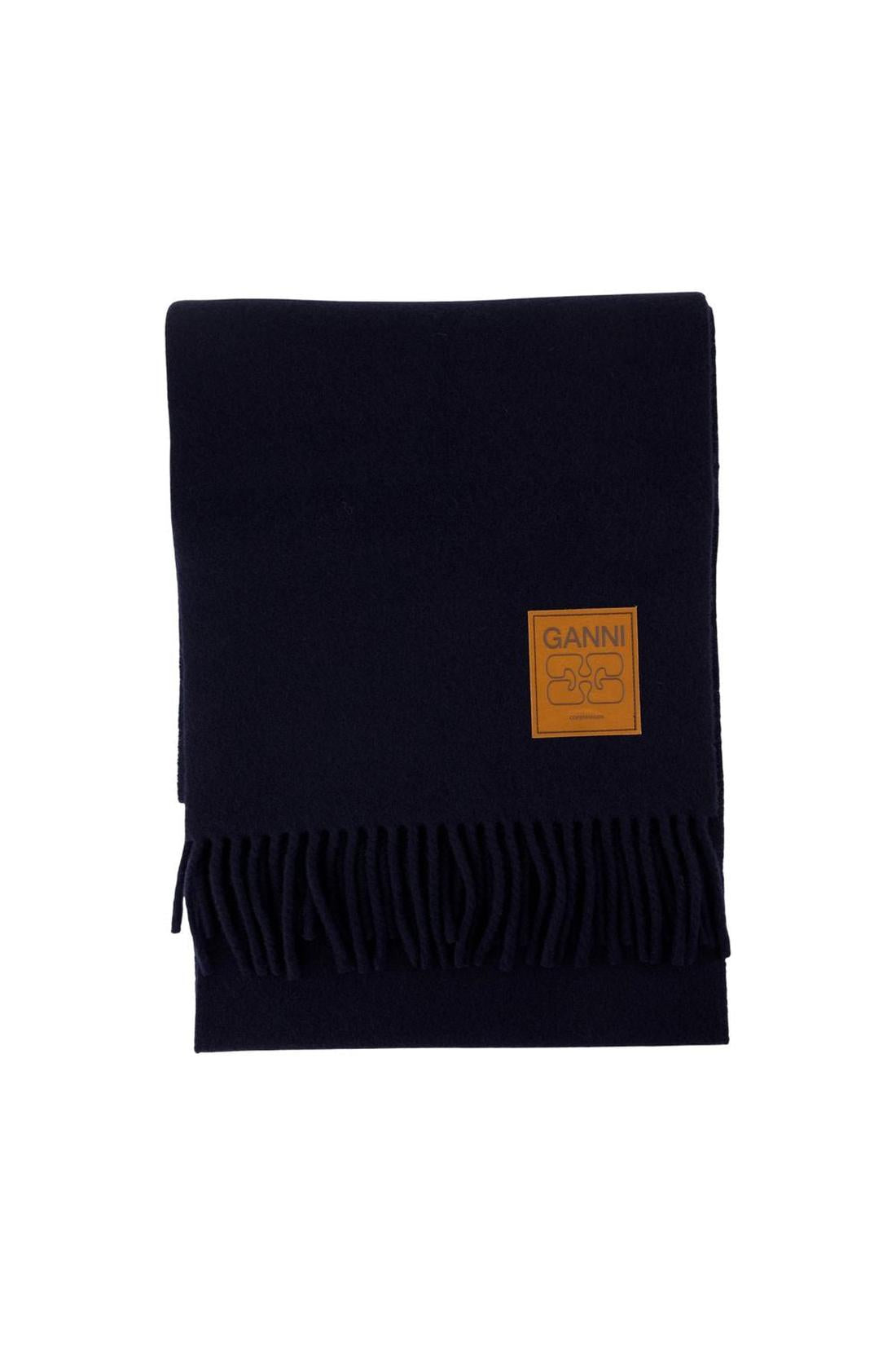 Ganni-Double Face Solid Schal - Ganni - Wolle - Schwarz-Outdoor-Black-Deal-Outlet-by-ARCHIVIST