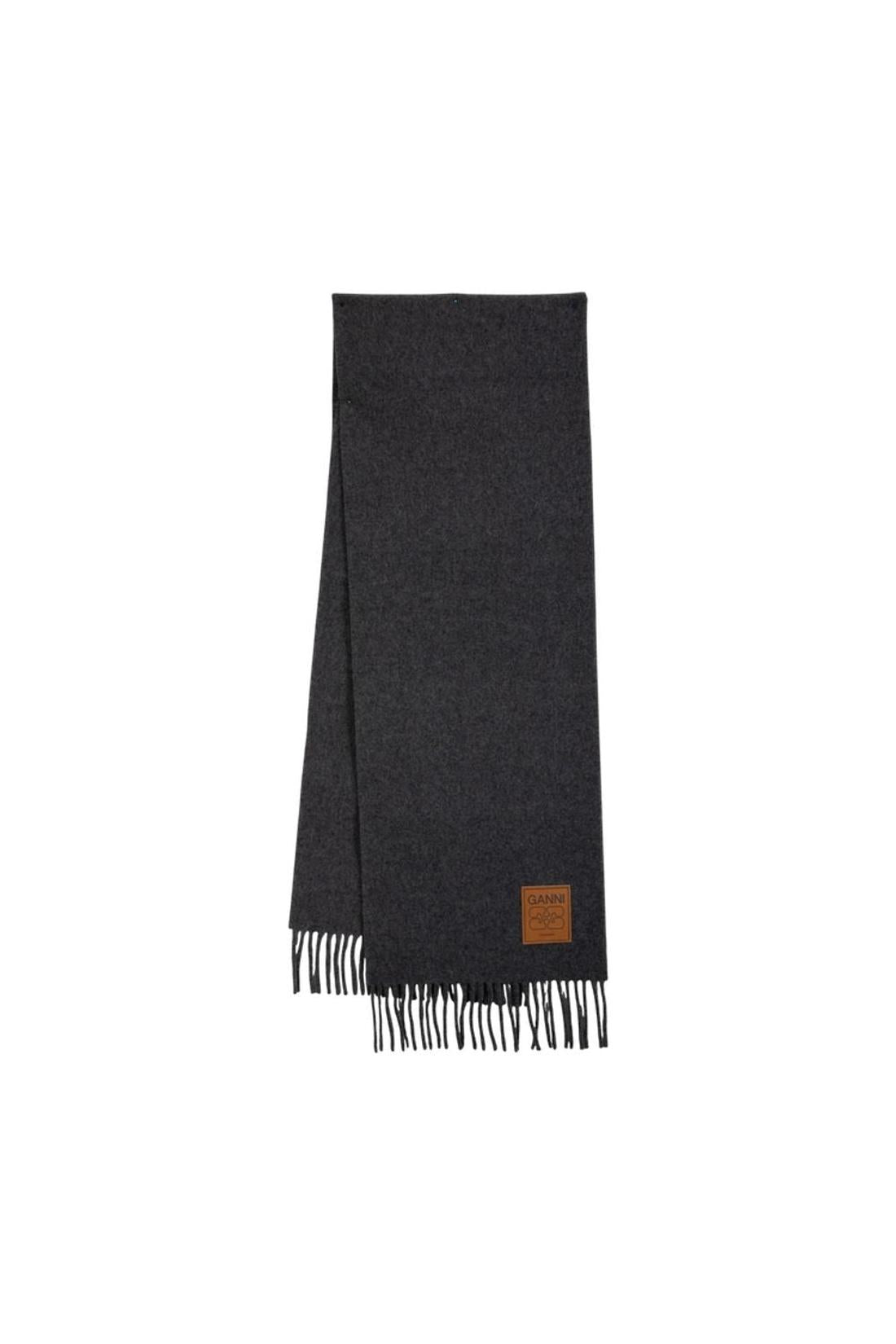 Ganni-Double Face Solid Schal - Ganni - Wolle - Grau-Outdoor-Black-Deal-Outlet-by-ARCHIVIST