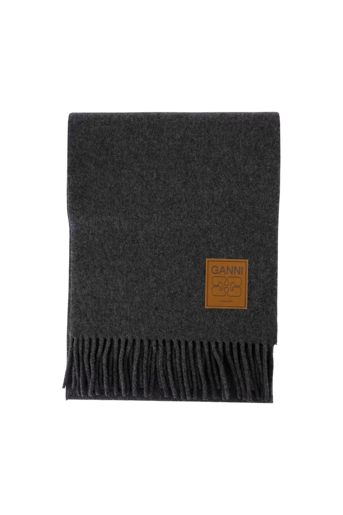 Ganni-Double Face Solid Schal - Ganni - Wolle - Grau-Outdoor-Black-Deal-Outlet-by-ARCHIVIST