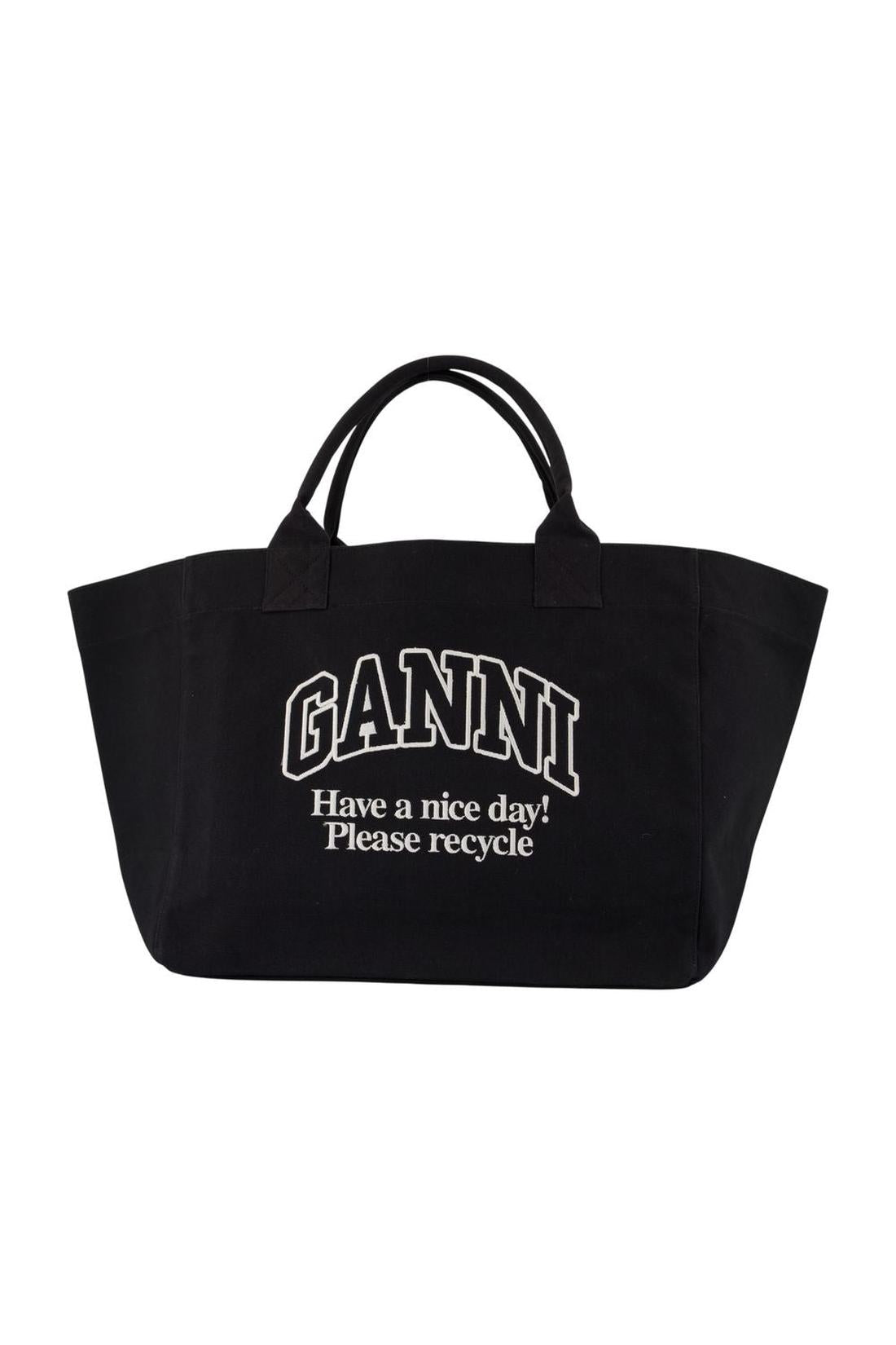 Ganni-Einkaufstasche Xxl Pocket - Ganni - Baumwolle - Schwarz-Taschen-Black-Deal-Outlet-by-ARCHIVIST