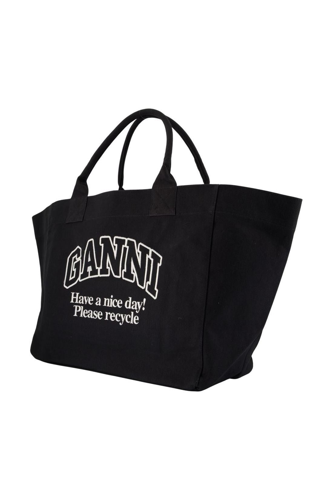 Ganni-Einkaufstasche Xxl Pocket - Ganni - Baumwolle - Schwarz-Taschen-Black-Deal-Outlet-by-ARCHIVIST