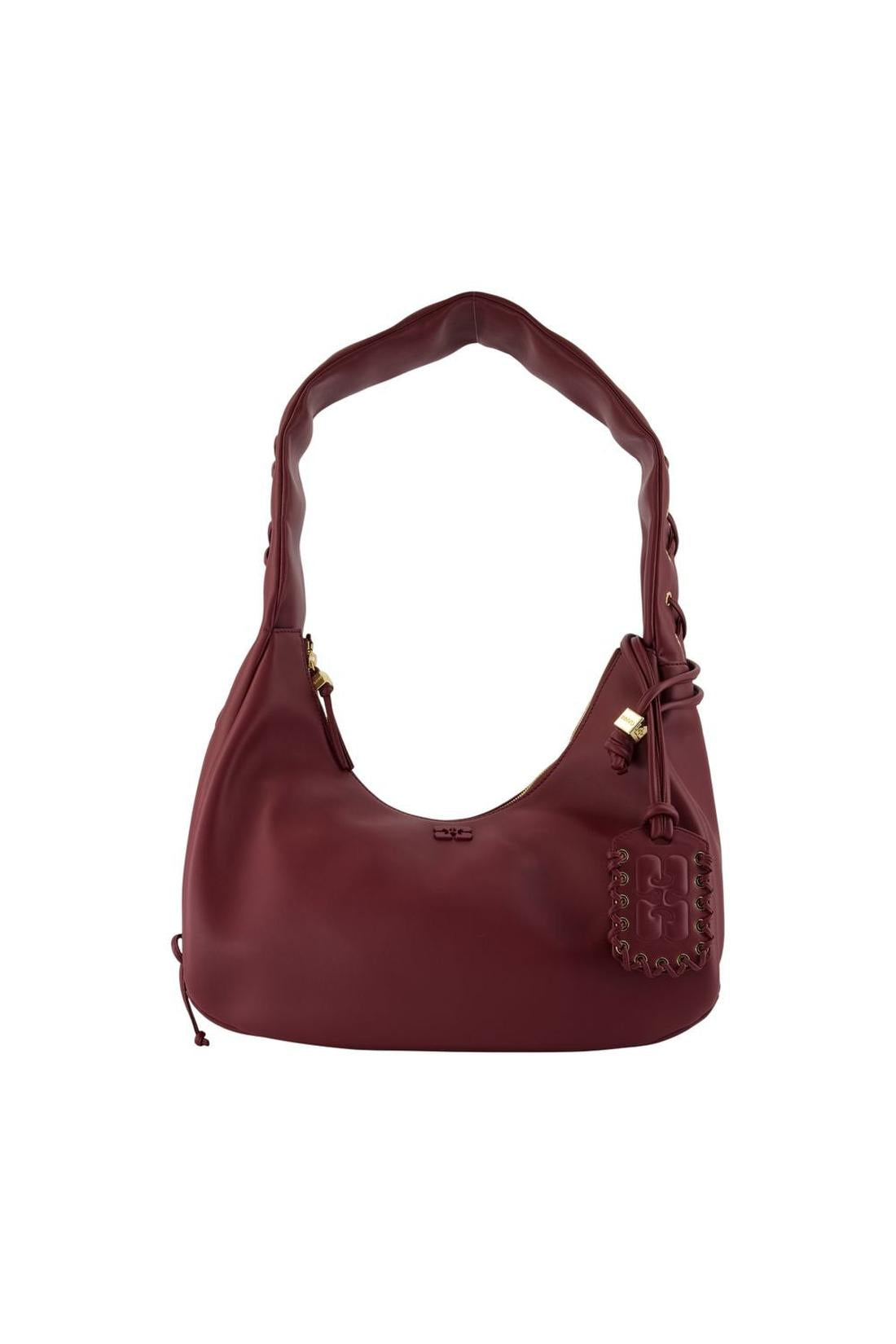 Ganni-Schultertasche Medium Laces - Ganni - Leder - Bordeaux-Taschen-Black-Deal-Outlet-by-ARCHIVIST