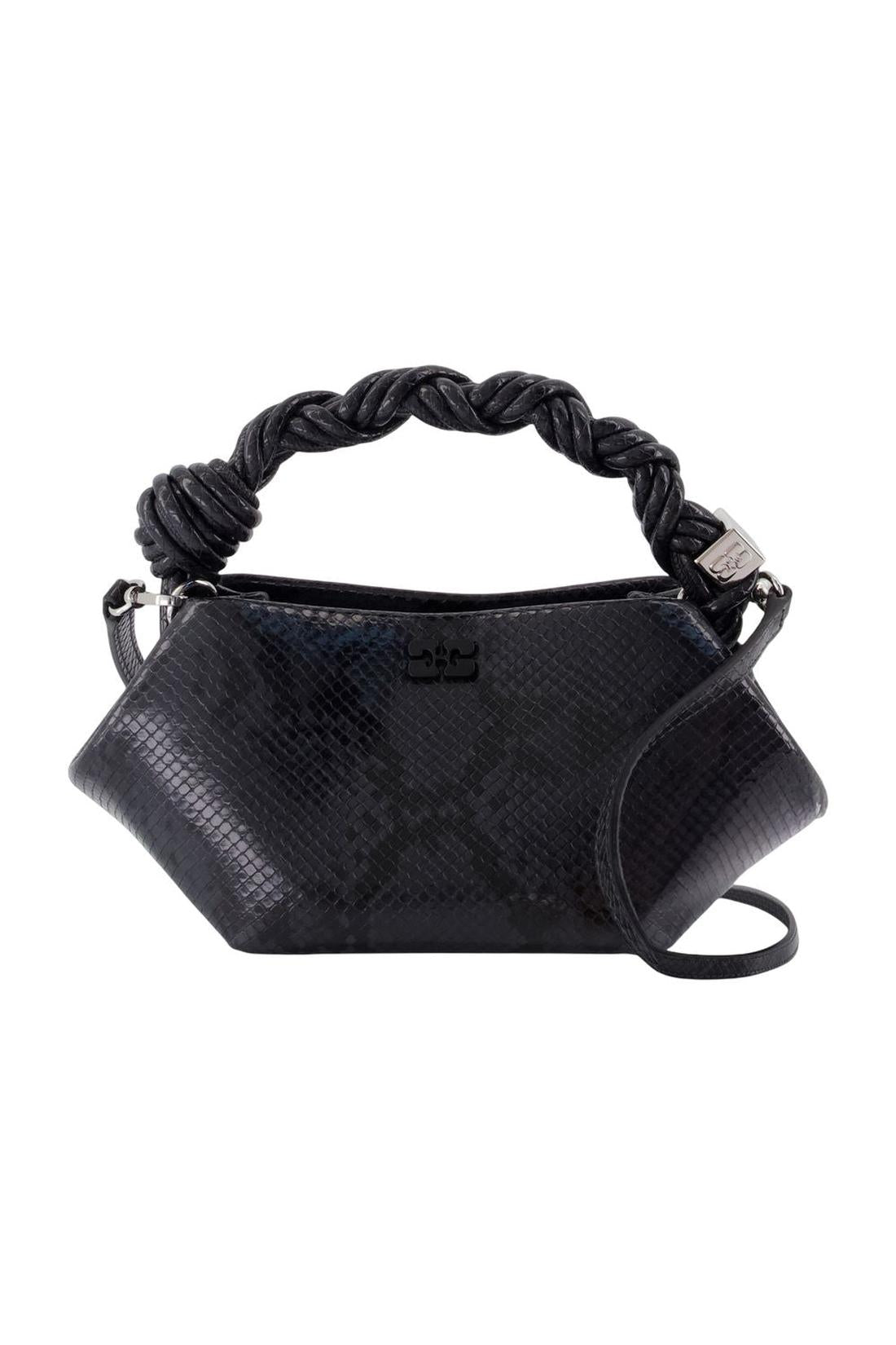 Ganni-Bou Mini Snake Handtasche - Ganni - Synthetik - Schwarz-Taschen-Black-Deal-Outlet-by-ARCHIVIST