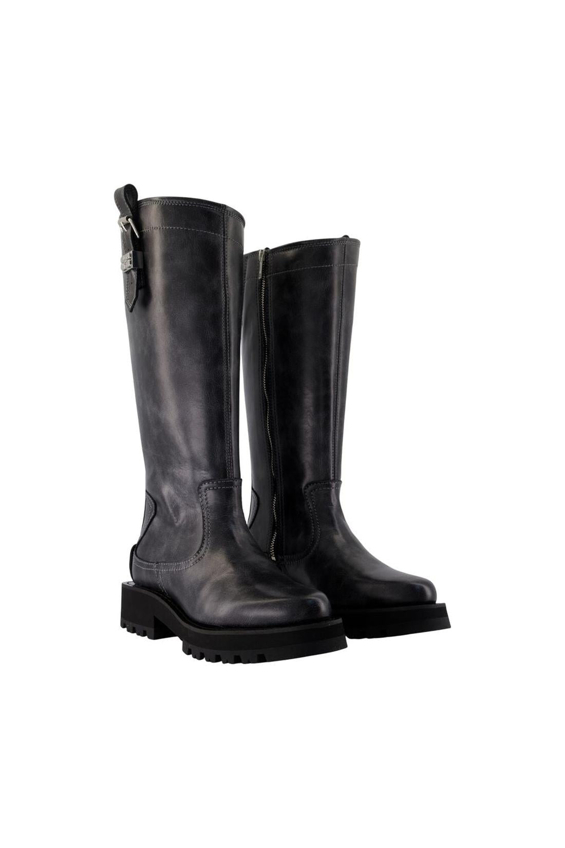 Ganni-Vintage Studs Stiefel - Ganni - Leder - Grau-schuhe / stiefel-Black-Deal-Outlet-by-ARCHIVIST