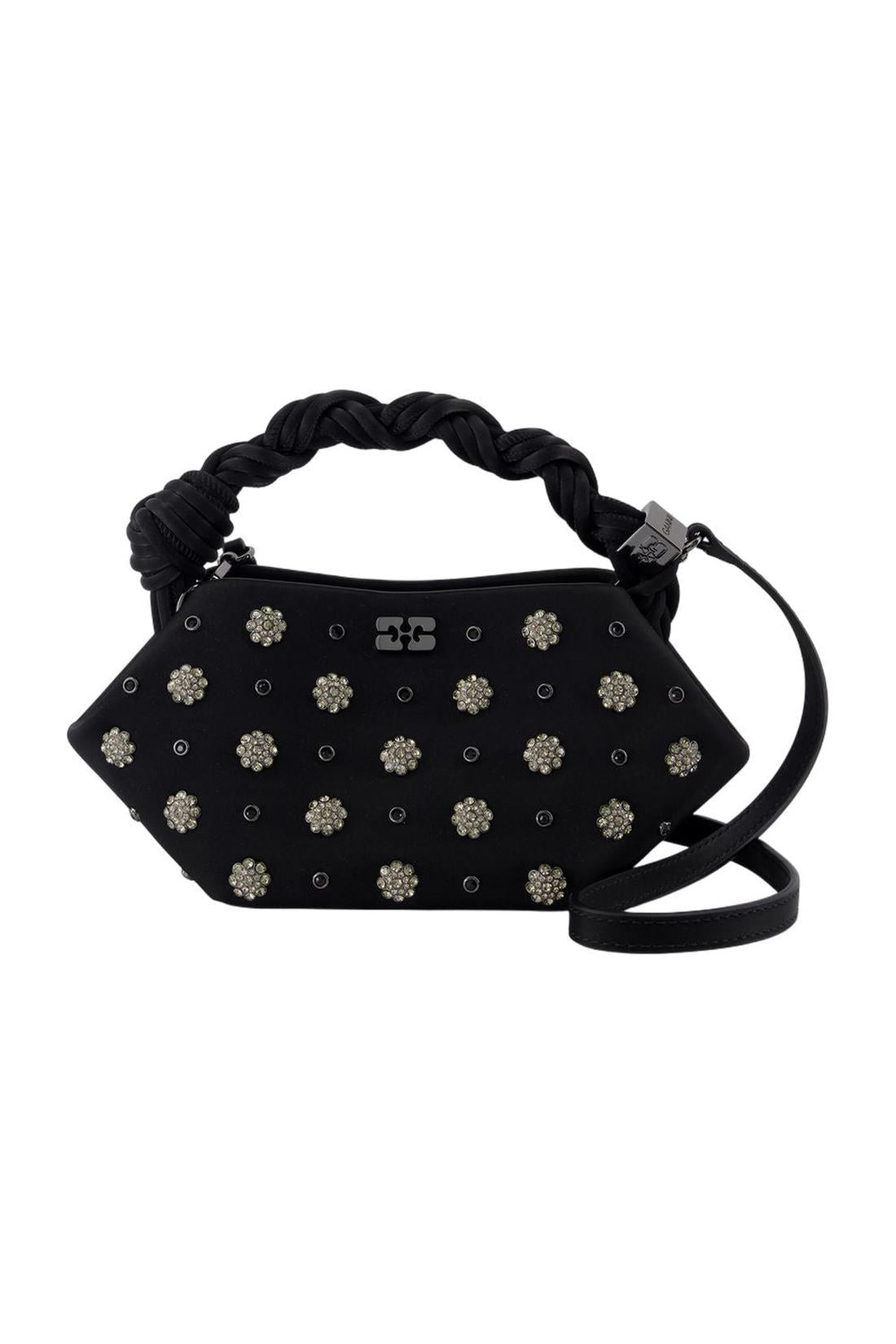 Ganni-Bou Mini Flower Stud Handtasche - Ganni - Leder - Schwarz-Taschen-Black-Deal-Outlet-by-ARCHIVIST