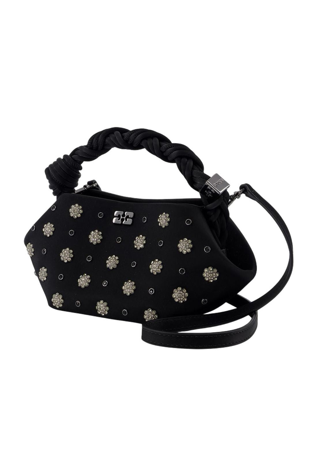 Ganni-Bou Mini Flower Stud Handtasche - Ganni - Leder - Schwarz-Taschen-Black-Deal-Outlet-by-ARCHIVIST