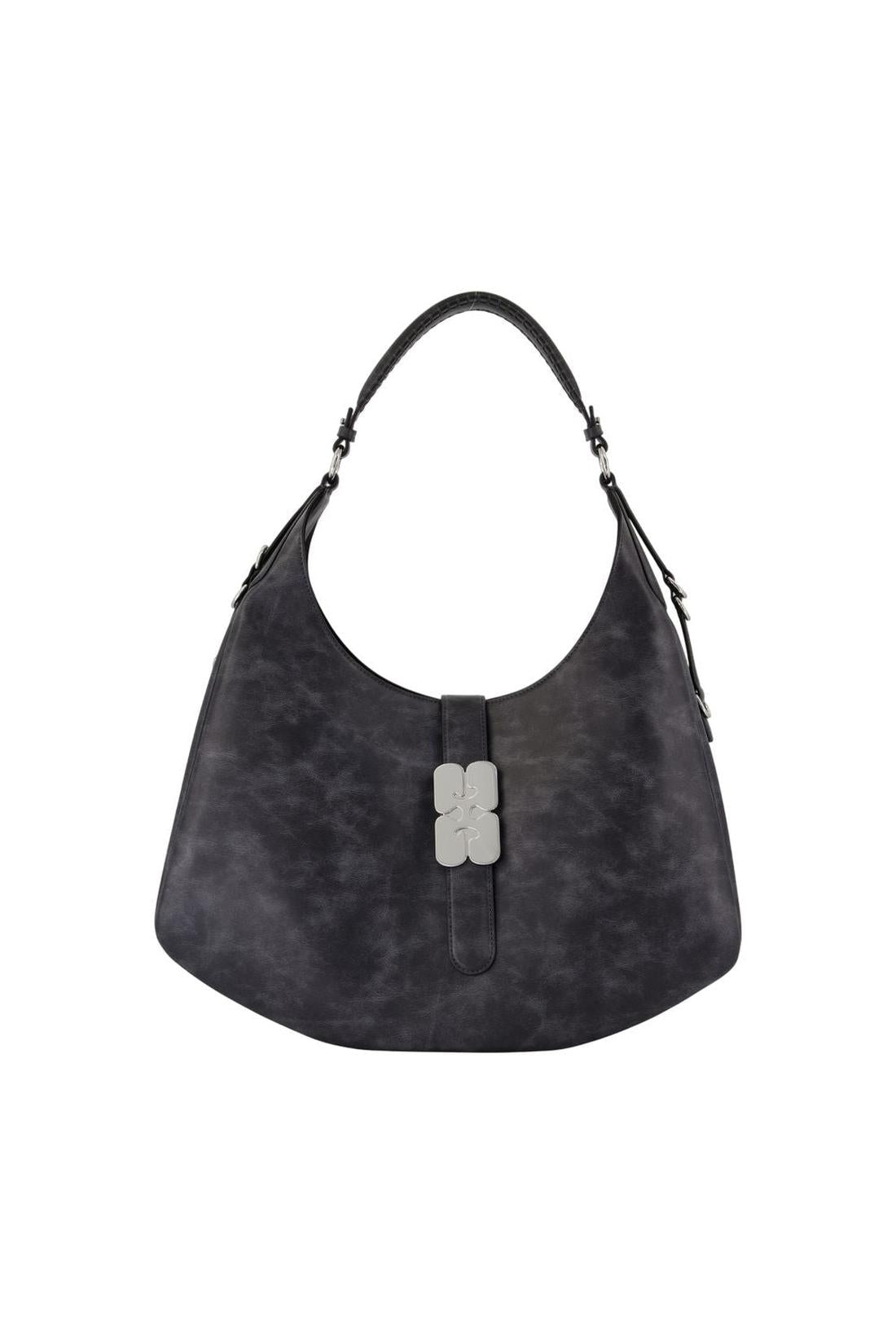 Ganni-Kat Large Vintage Schultertasche - Ganni - Leder - Grau-Taschen-Black-Deal-Outlet-by-ARCHIVIST