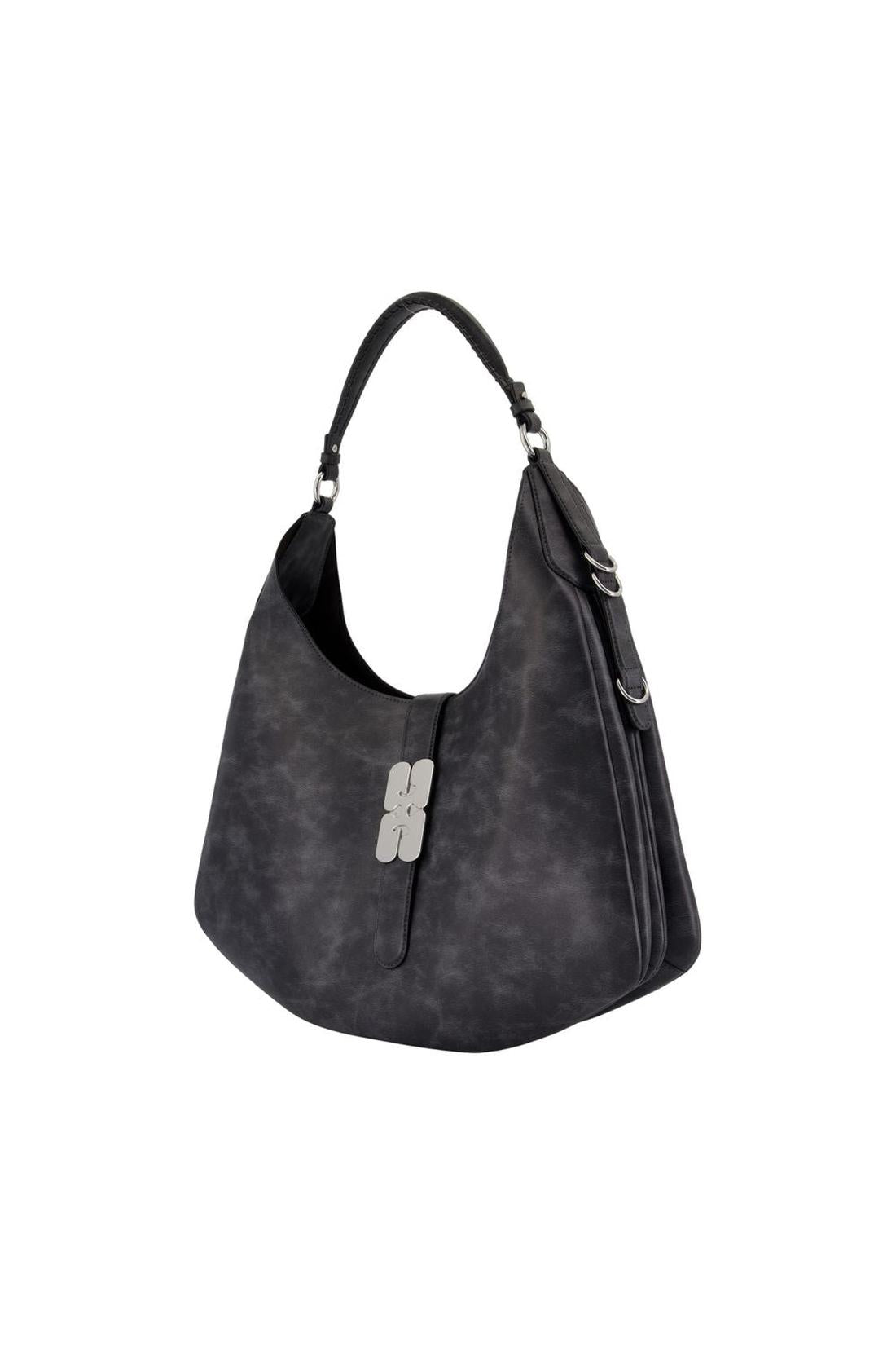 Ganni-Kat Large Vintage Schultertasche - Ganni - Leder - Grau-Taschen-Black-Deal-Outlet-by-ARCHIVIST