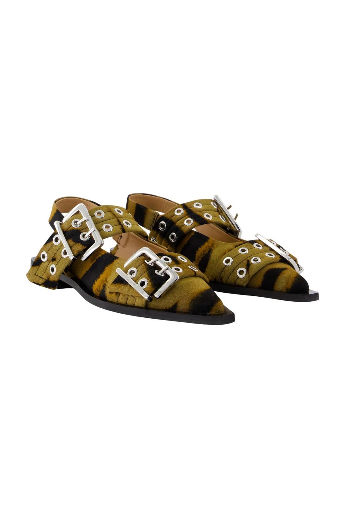 Ganni-Feminine Buckle Zebra Ballerinas - Ganni - Baumwolle - Beige-schuhe / flache-schuhe-Black-Deal-Outlet-by-ARCHIVIST