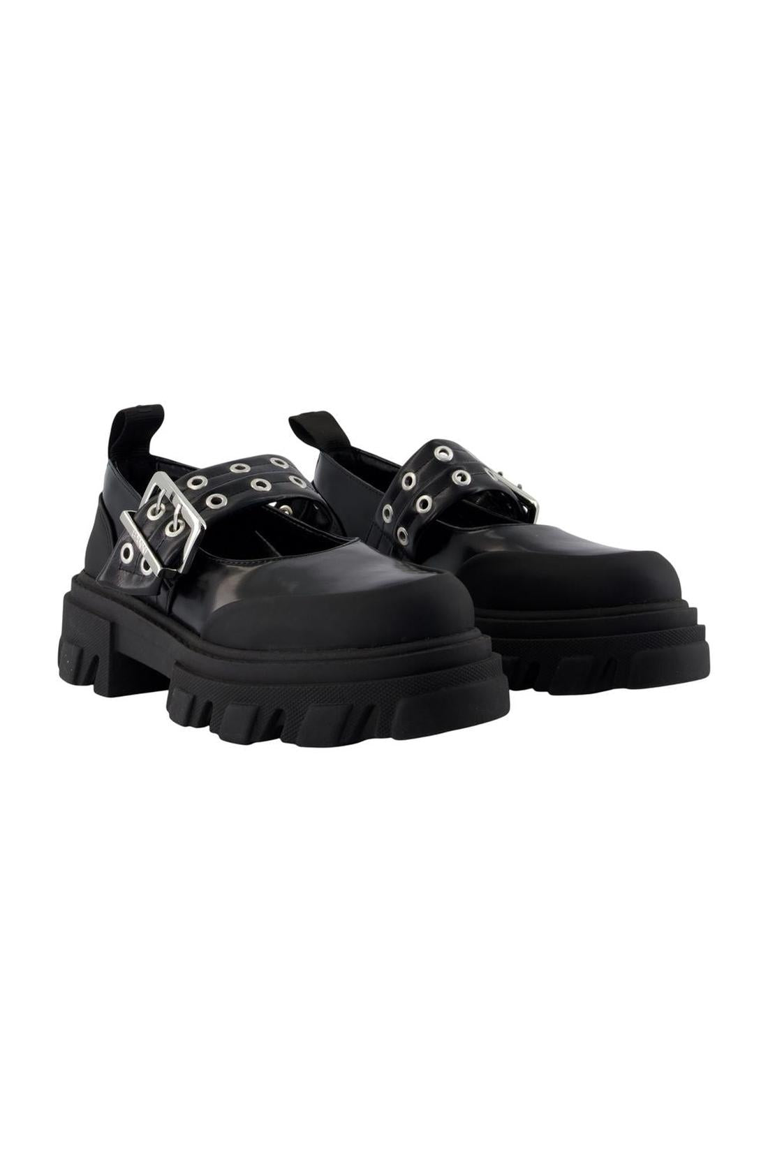 Cleated Box Ballerinas - Ganni - Synthetik - Schwarz-schuhe / flache-schuhe-Ganni-ARCHIVIST