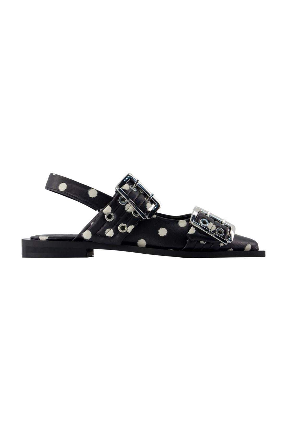 Feminine Buckle Pelinova Ballerinas - Ganni - Leder - Schwarz