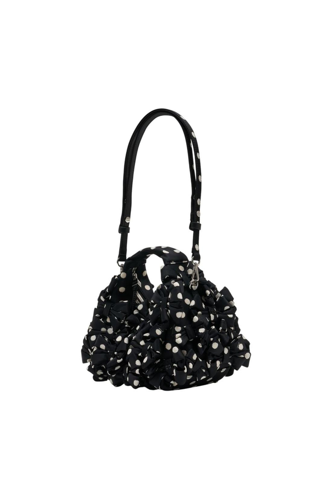 Hobo Mini Bow Handtasche – Ganni – Nylon – Schwarz-Taschen-Ganni-ARCHIVIST