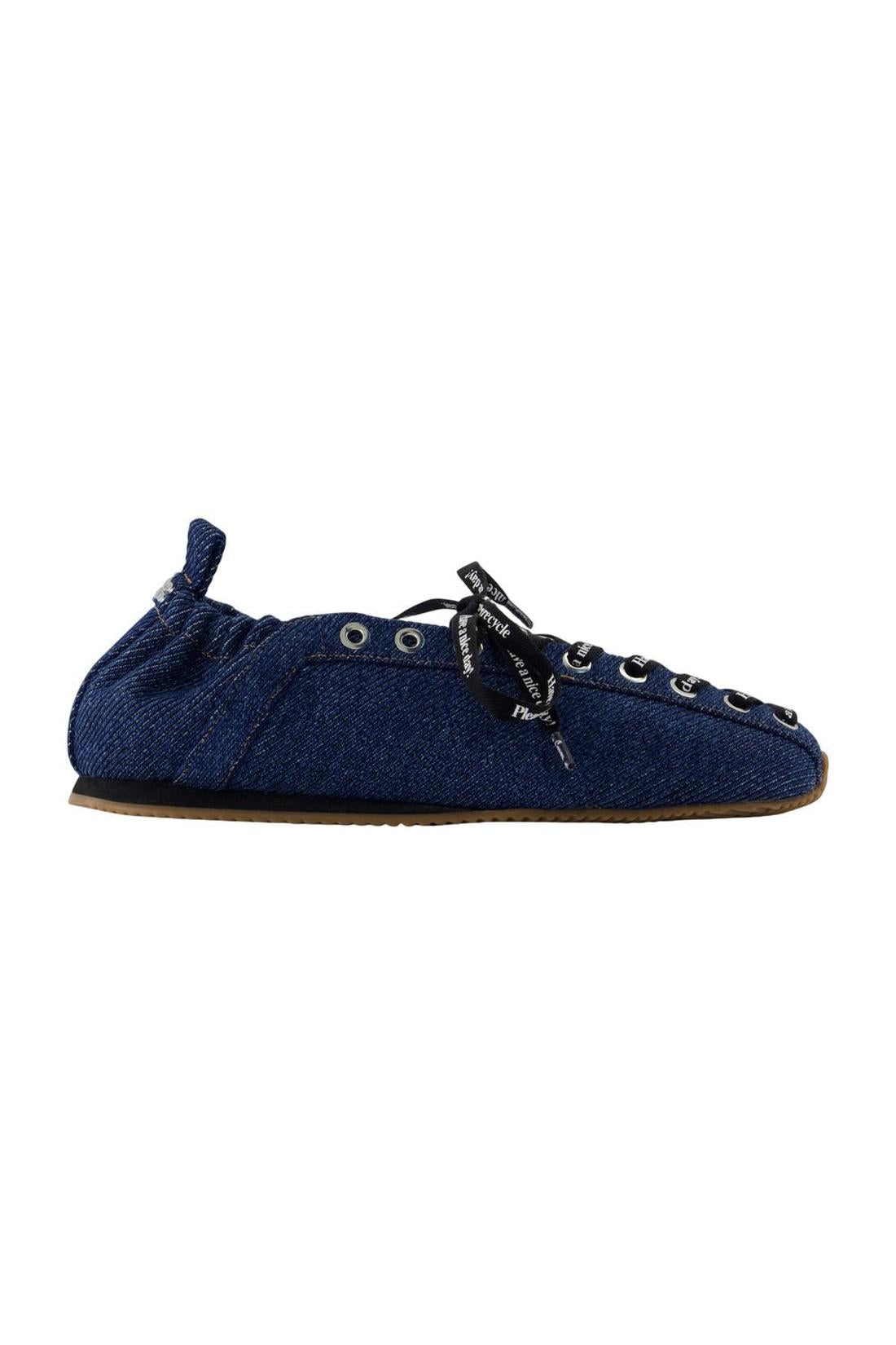 Lace Up Sporty Ballerinas - Ganni - Synthetik - Blau