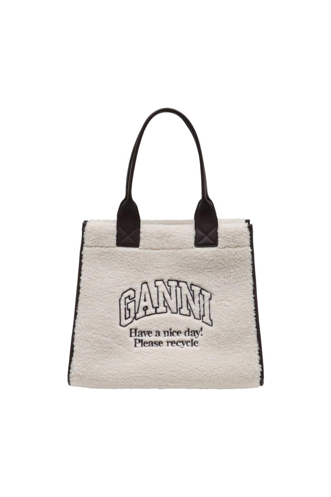 Cabas Shopper Xxl Shearling - Ganni - Synthetisch - Weiß-Taschen-Ganni-One size-white-ARCHIVIST