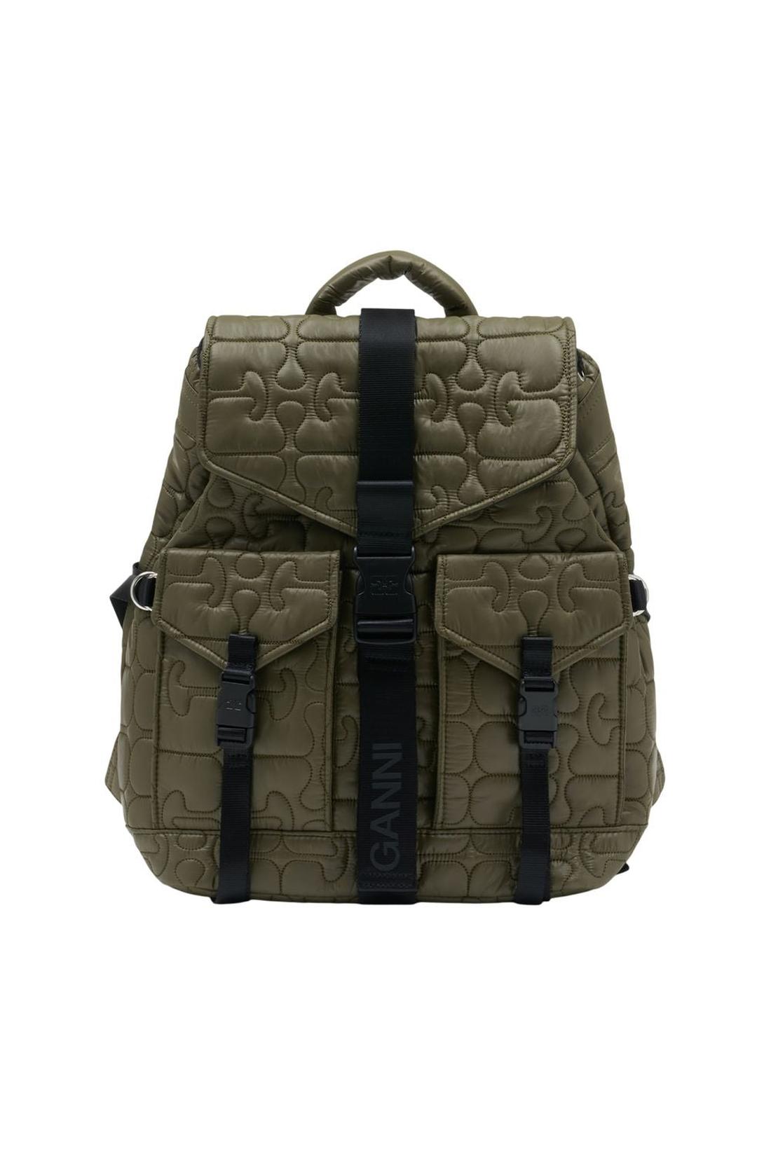 Re Tech Quilted Rucksack - Ganni - Synthetik - Grün-Taschen-Ganni-One size-green-ARCHIVIST