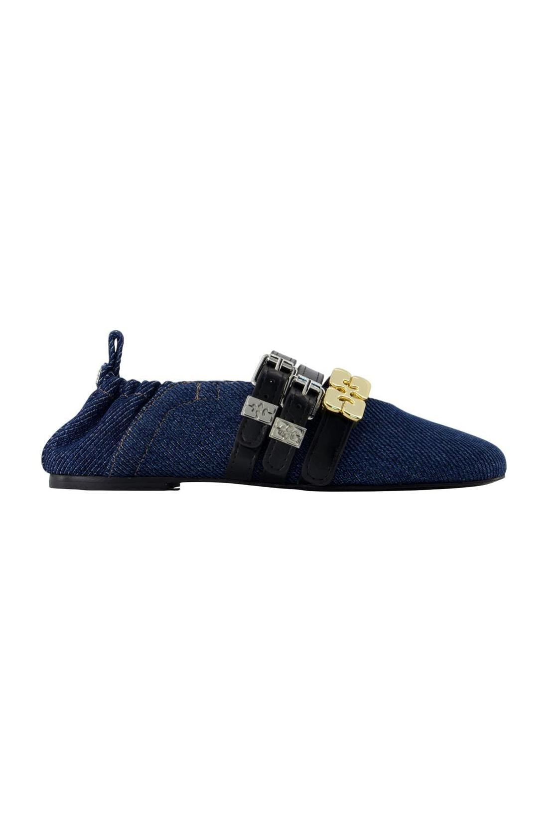 Sue Triple Fringed Ballerinas - Ganni - Baumwolle - Blau-schuhe / flache-schuhe-Ganni-EU36-blue-ARCHIVIST